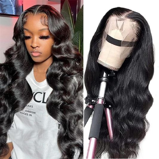 ALIANNA 22 Inch13x4 HD Body Wave Lace Front Wigs Human Hair 180% Density Transparent Lace Front Wigs Human Hair Pre Plucked Bleached Knots Glueless Brazilian Frontal Wigs Human Hair for Women Natural