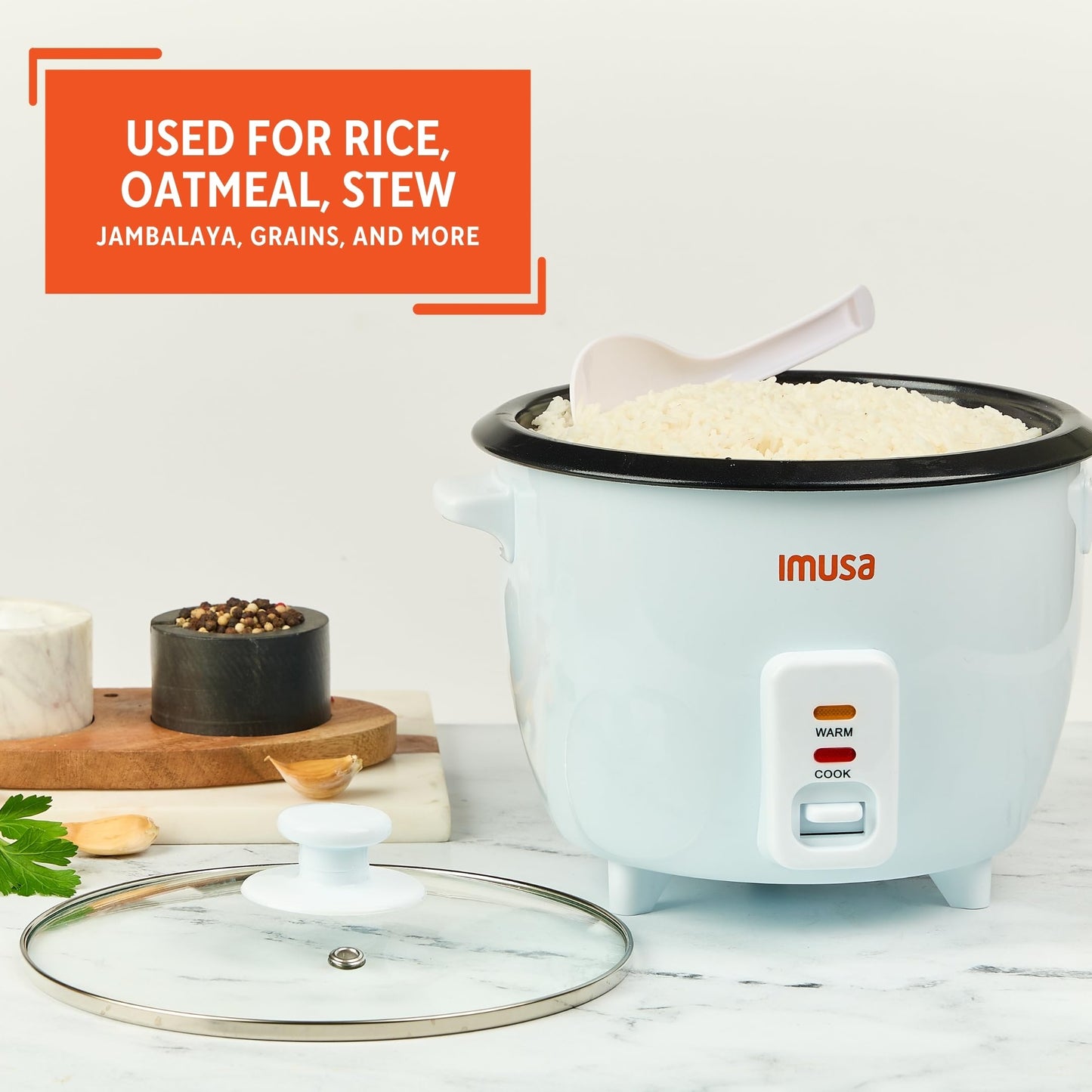 IMUSA Electric Rice Cooker 16 Cup Cooked 8 Cup Uncooked – Ceramic Nonstick Pot, Multi Cooker for Rice, Quinoa, Oatmeal, Stew – Keep Warm Function – Compact for Kitchen Dorm RV