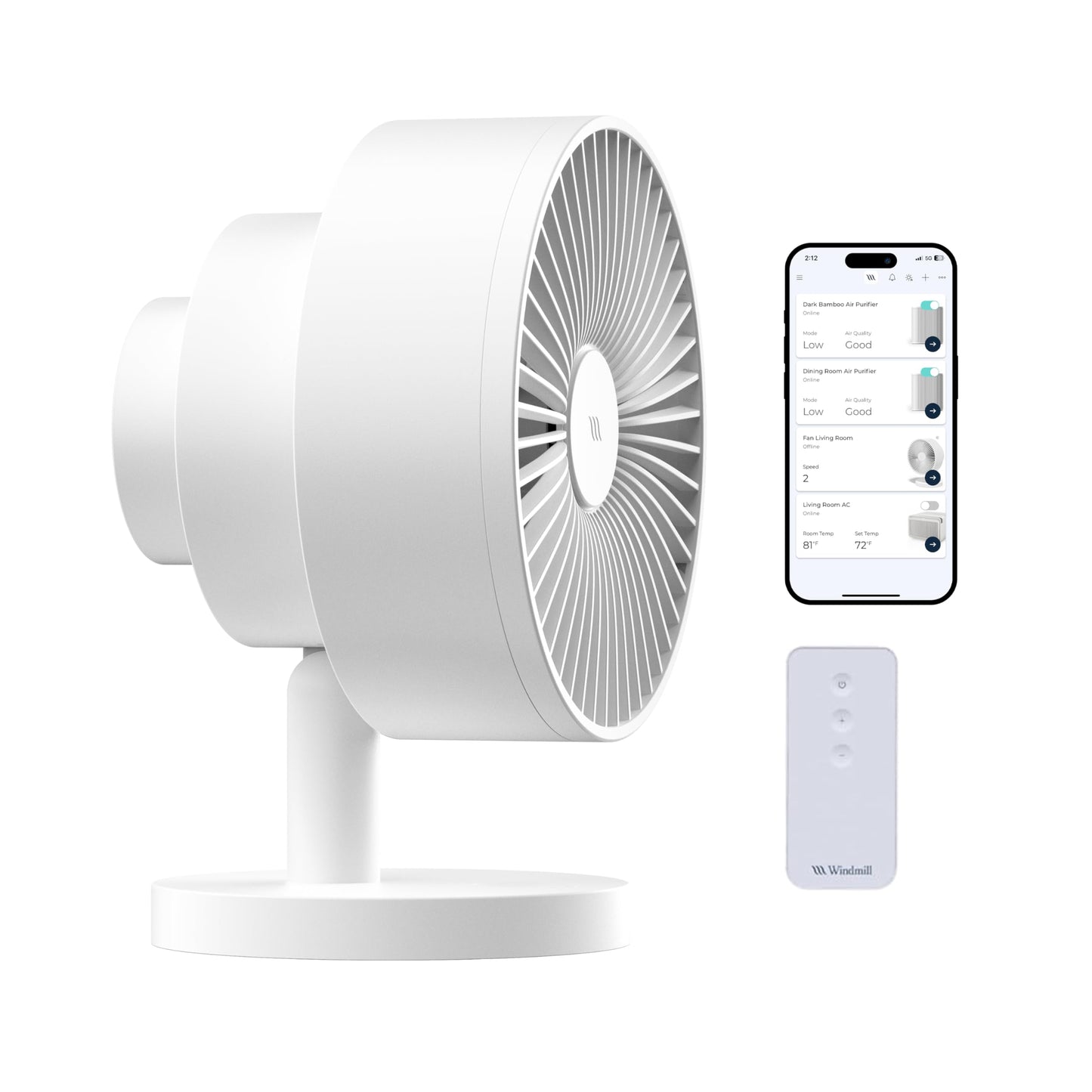 Windmill NEW to Amazon Smart Air Circulator and Fan with Remote and Wi-Fi/App - 18 dB Whisper-Quiet plus Tri-Layer Airflow