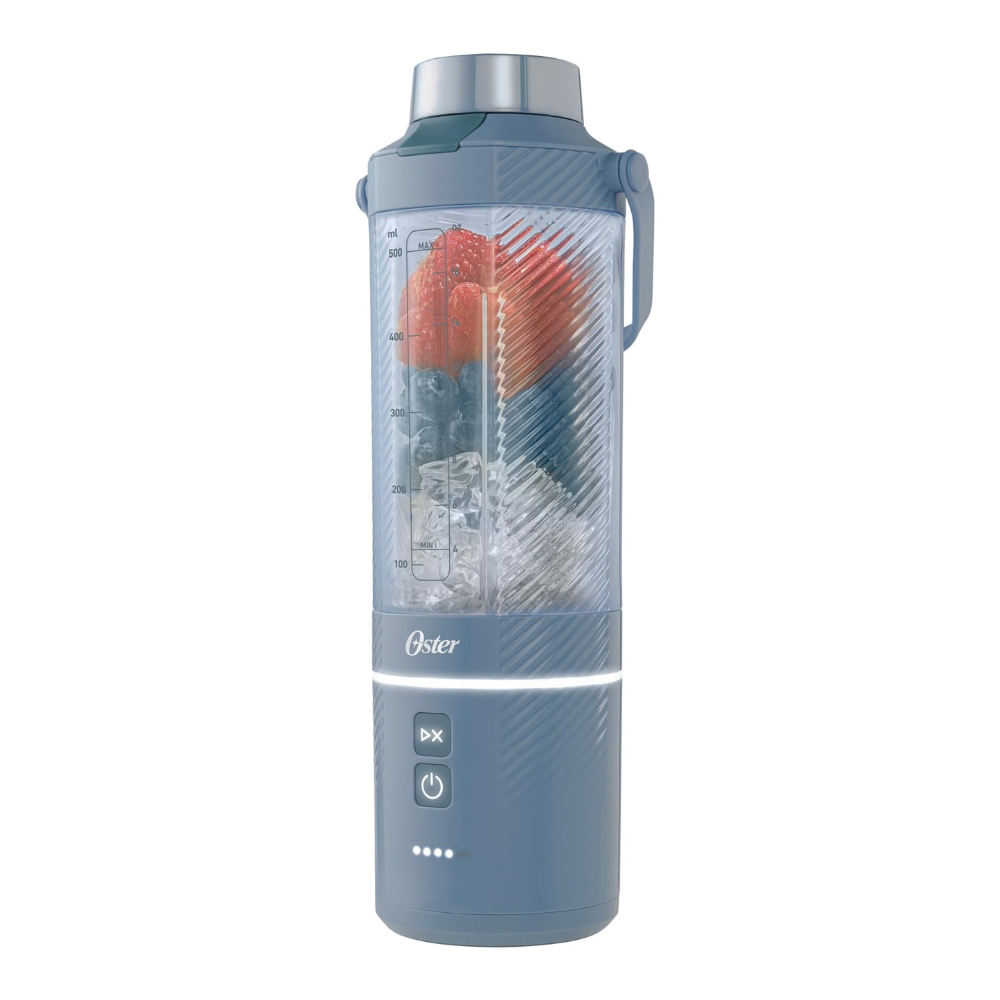 Oster GoMax Portable Blender, 20 oz Cordless Personal Blender for Smoothies & Shakes, USB-C Rechargeable, Anti-Jam Reversible Blade, Leak-Proof Travel Lid, Dishwasher Safe Parts, BPA-Free, Blue