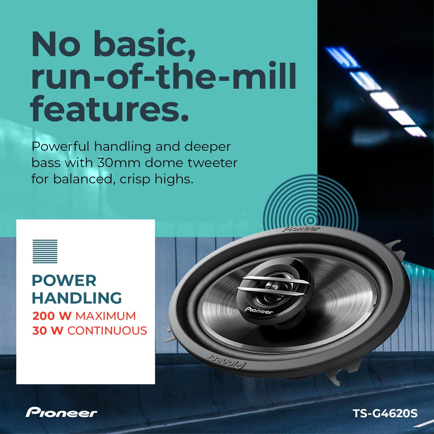 Pioneer G-Series TS-G4620S 4” x 6” 2-Way Speakers (Pair) – 210W Max, Balanced Sound + Smooth Treble, Great Stock Replacement, High-Efficiency Speaker Designed for OEM Power
