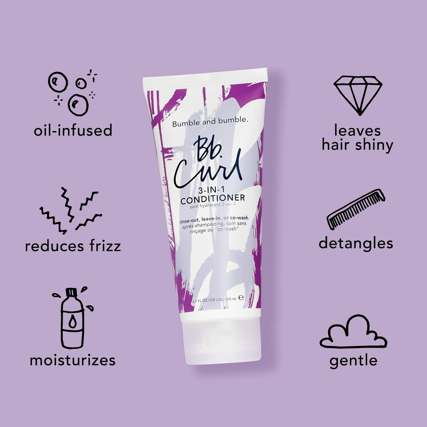 Bumble and bumble. Curl 3-in-1 Conditioner | For Moisturized Curls | Anti Frizz + Color Safe | Coily, Curly, Wavy | With Jojaba Oil, Avocado Oil + Coconut Oil | Standard Size, 6.7 Fl Oz