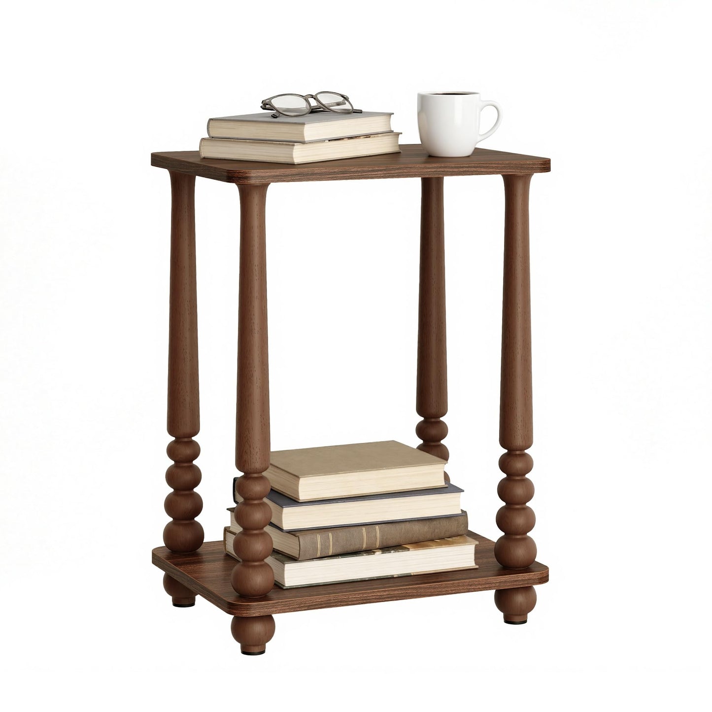 VASAGLE Mariel Collection - Side Table, Accent Nightstand for Small Spaces, Rectangular End Table with Shelf, Solid Wood Legs, Mid-Century Modern, Living Room Bedroom, Chestnut Walnut ULET294KX01S