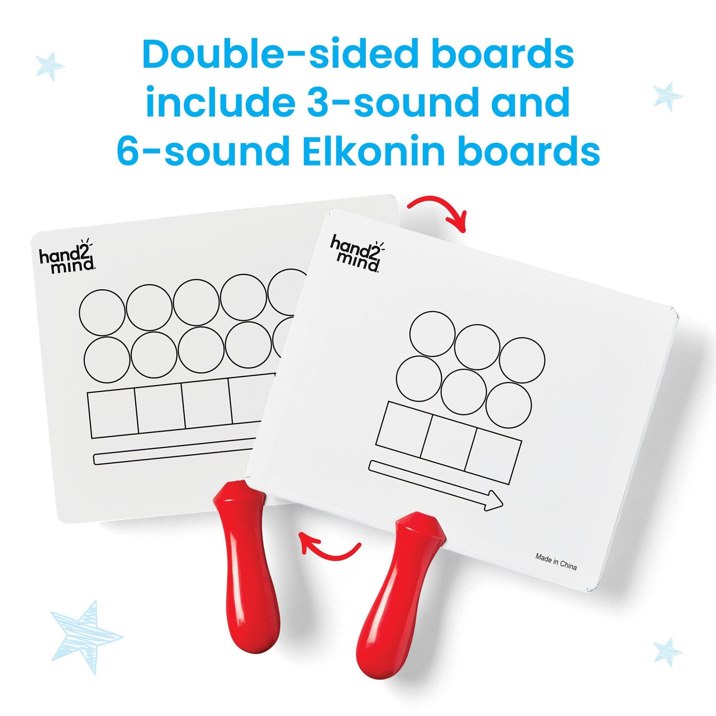 hand2mind Elkonin Box Magnetic Answer Board, Word Mapping Paddles, Elkonin Boxes Dry Erase Blending Board, Phonemic Awareness, Phonics Manipulatives, Science of Reading Classroom Materials (Set of 6)