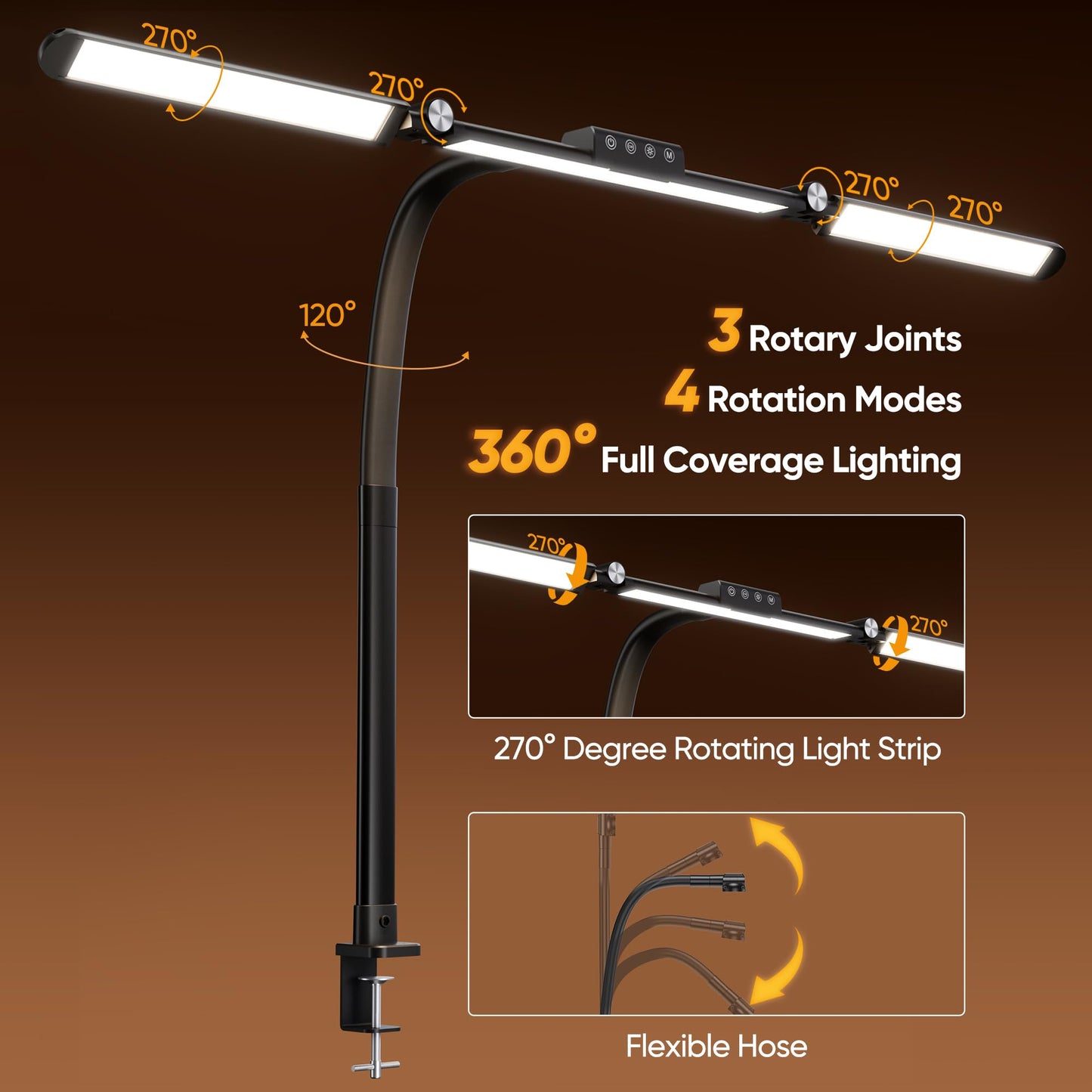 Large Desk Lamps for Home Office, 39.3" Architect Desk Lamp with Clamp, 24W Ultra Bright LED Desk Light Stepless Dimming Eye-Caring Office Desk Lamp for Study Work