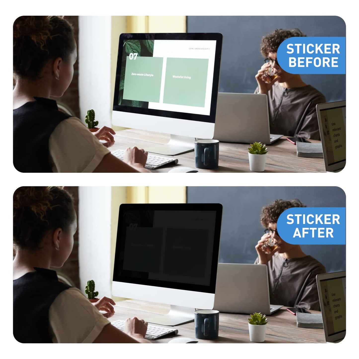22 Inch Privacy Screen for Computer Monitor Eye Protection Anti Glare Blue Light Monitor Privacy Shield Screen 22 Inch 16:10 Aspect Ratio [2 Pack]