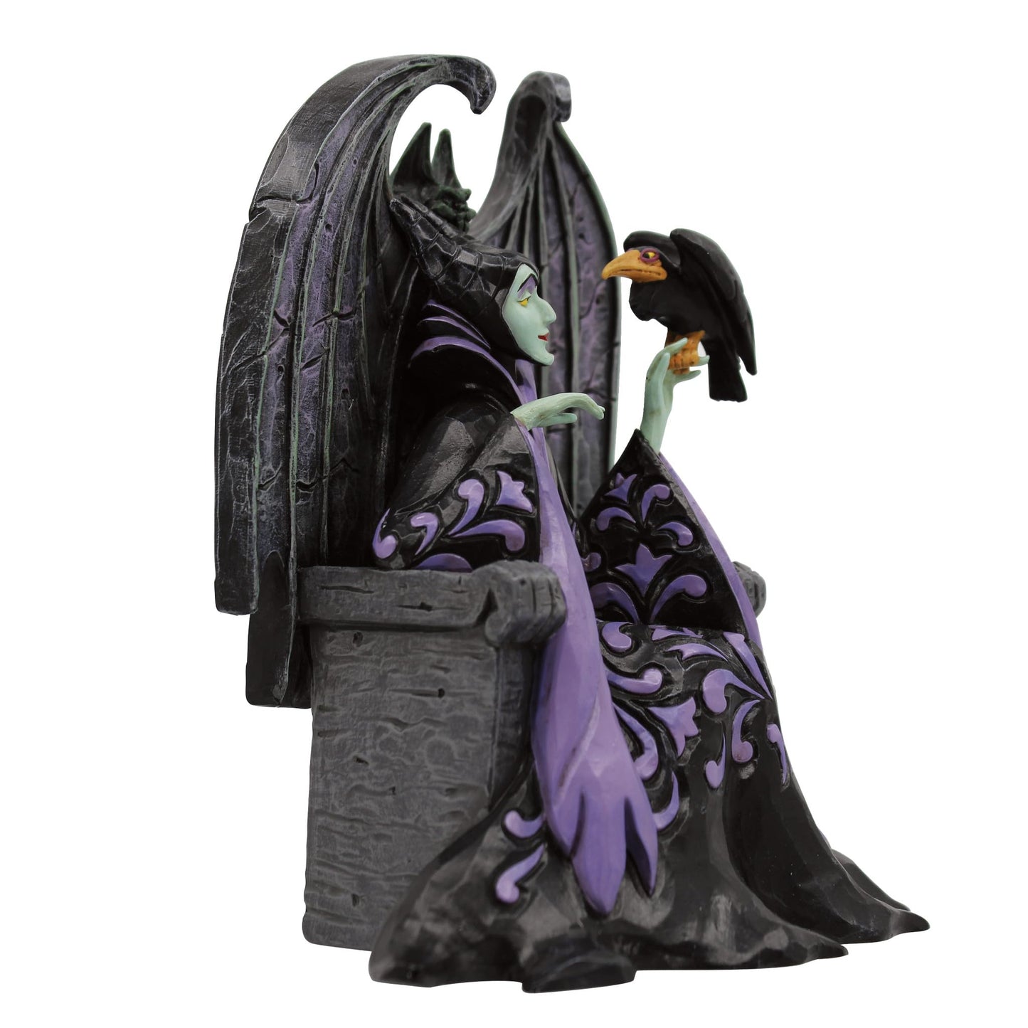 Enesco Disney Traditions Collection by Jim Shore Sleeping Beauty Maleficent Sitting on Throne Figurine- Resin Hand Painted Crafted Disney Halloween Collectible Figurines Home Decor Statue, 4 Inch