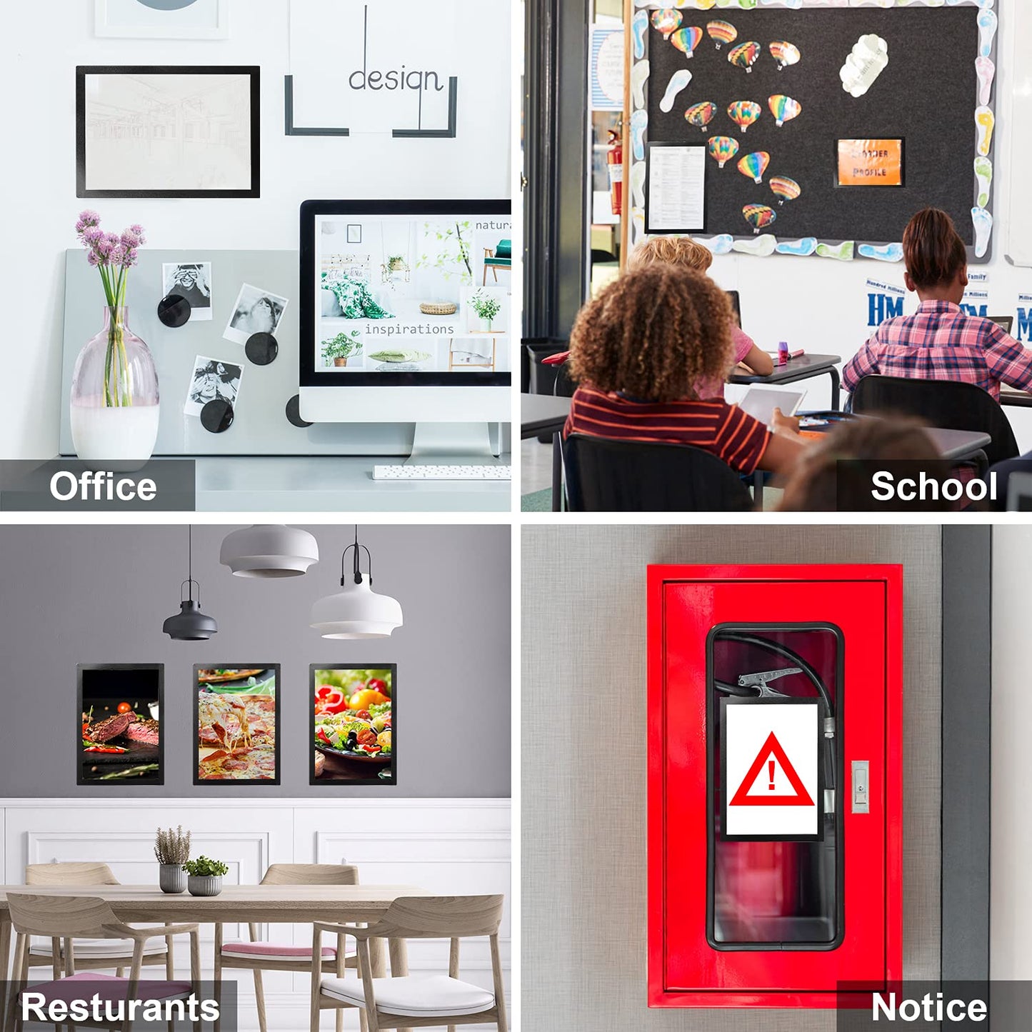 30 Pcs Magnetic Signs Holder, for 8.5" x 11" Letter, Sturdy PVC Magnet Document Holder, Magnet Picture Poster Frame, Can Self-Adhesive Wall/Door/Window or Magnetic for Refrigerator