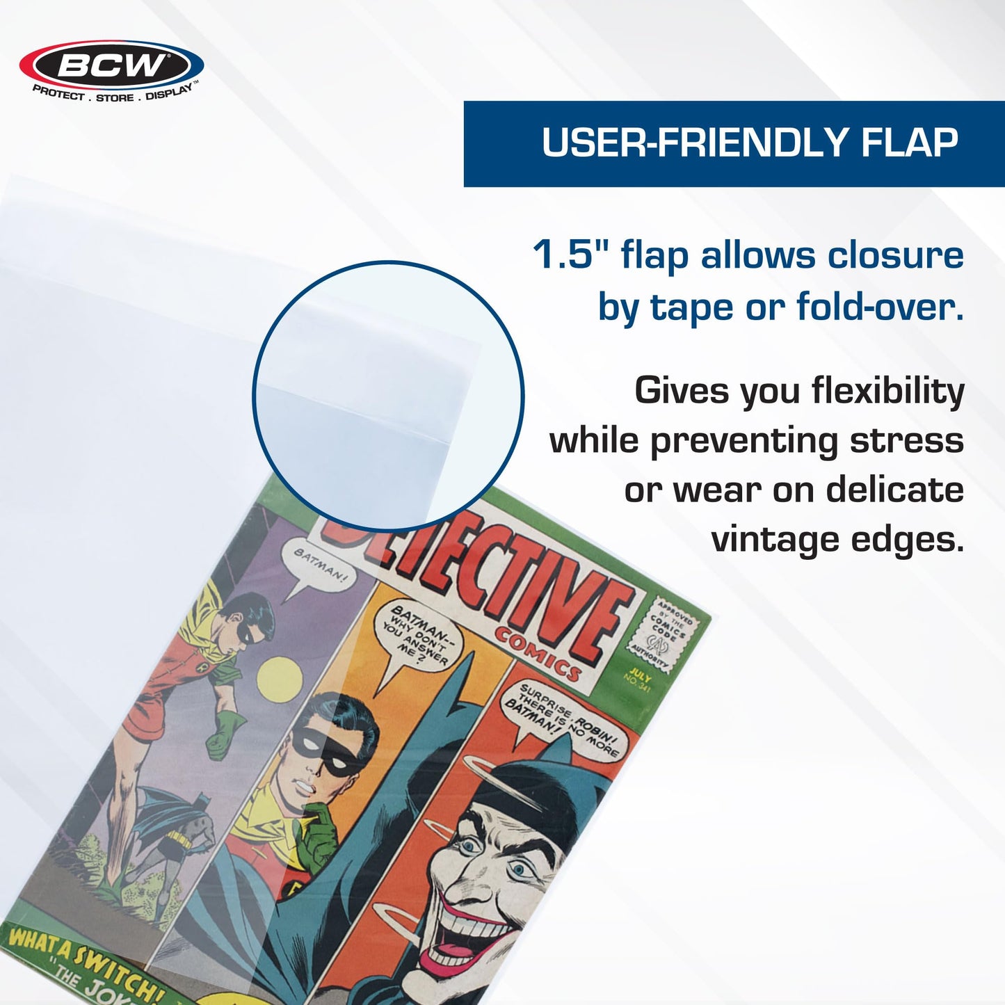 BCW Archival Storage Bags for Silver Age/Regular Comic Books - 50 Pack | 7 1/4" x 10 1/2" | 2 Mil Mylar Comic Book Sleeves | Clear Polyester
