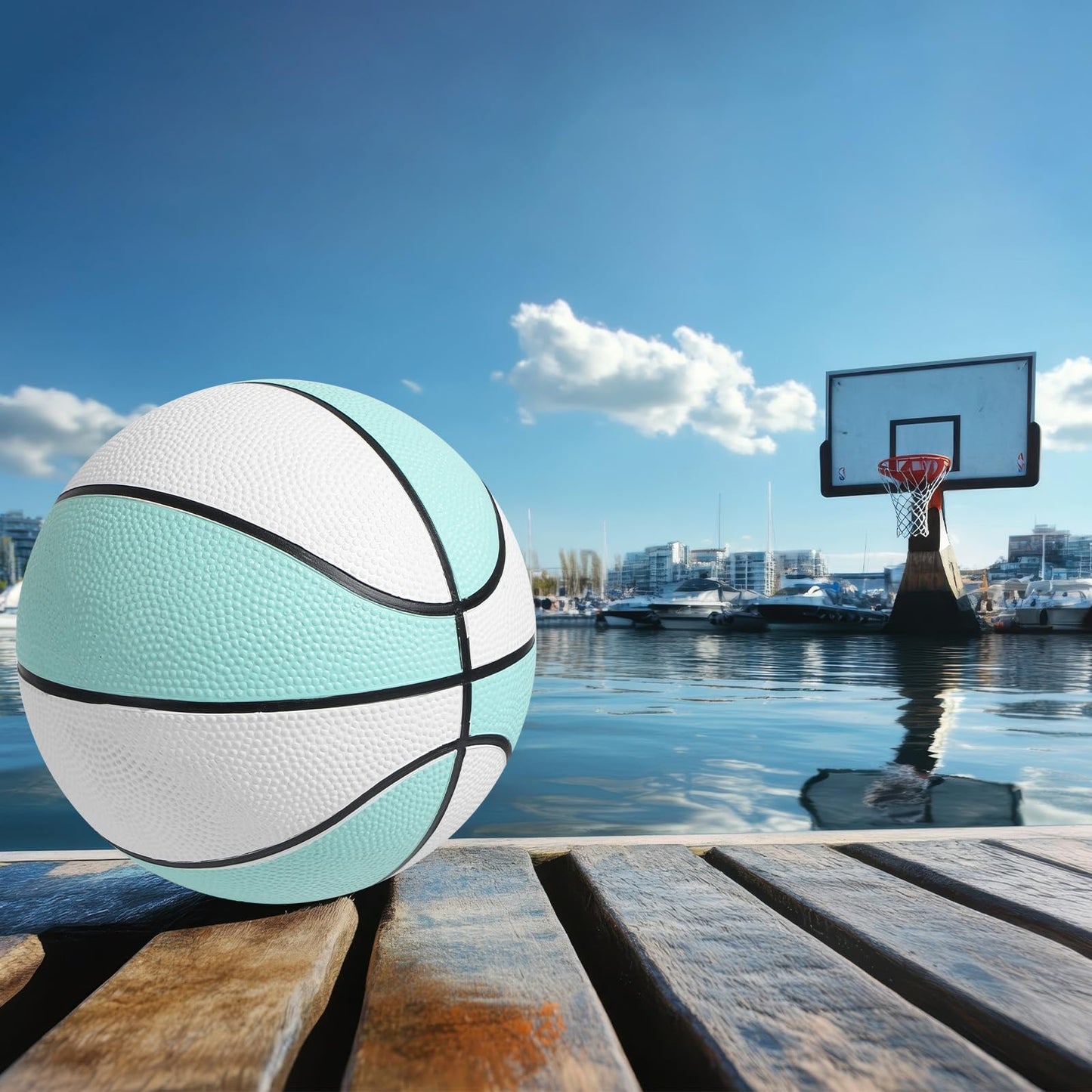 Conderyang 3 Pack Water Basketball Pool Basketball Aqua Blue Rubber Mini Basketball Pool Ball Waterproof Water Ball for Lake and Swimming Pool Basketball Hoop Games (Size 6, 9 Inch)