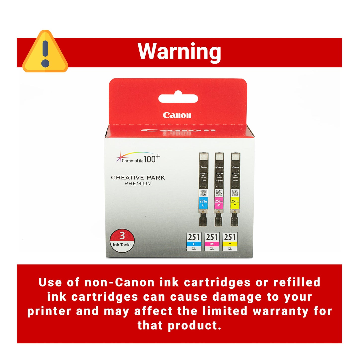 Canon CLI-251XL Genuine Three Color Multi Pack, Compatible with MG6320, iP7220, MG5420, MX922, MX722, MG7120, MG6420, MG5520, iX6820, iP8720, MG7520, MG6620, MG5620 (Optional) Printers