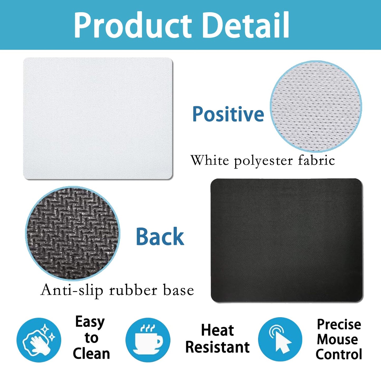 80 Pcs Sublimation Mouse Pads Blanks White Mouse Mat Bulk for Sublimation Transfer Heat Press Printing DIY Crafts Mousepad for Custom with Non Slip Bottom, 24x20x0.2cm