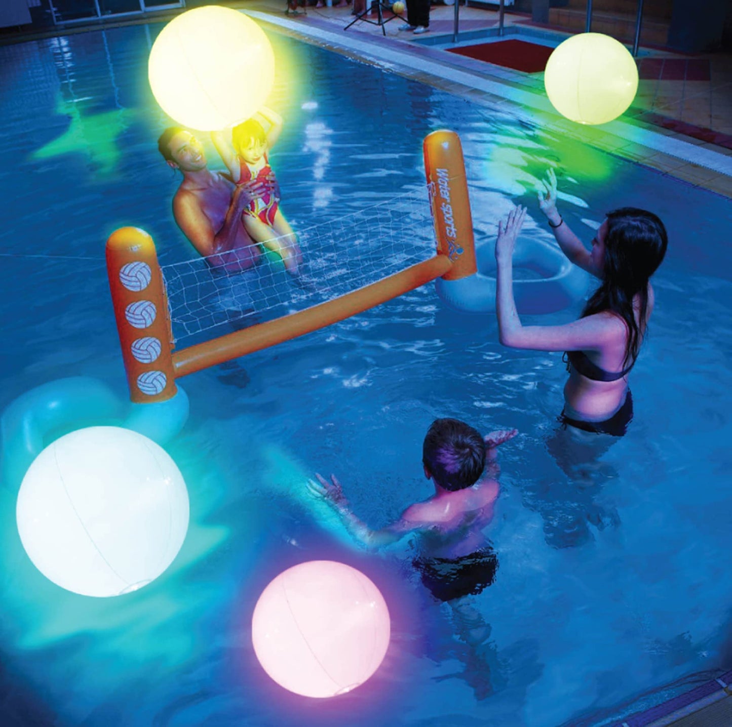 Pool Toys - 16" Light Up Beach Ball, 4 Pack Glow in The Dark Balls with 8 LED Modes, Pool Games for Adults, Teens and Kids, LED Ball for Outdoor or Indoor Activities