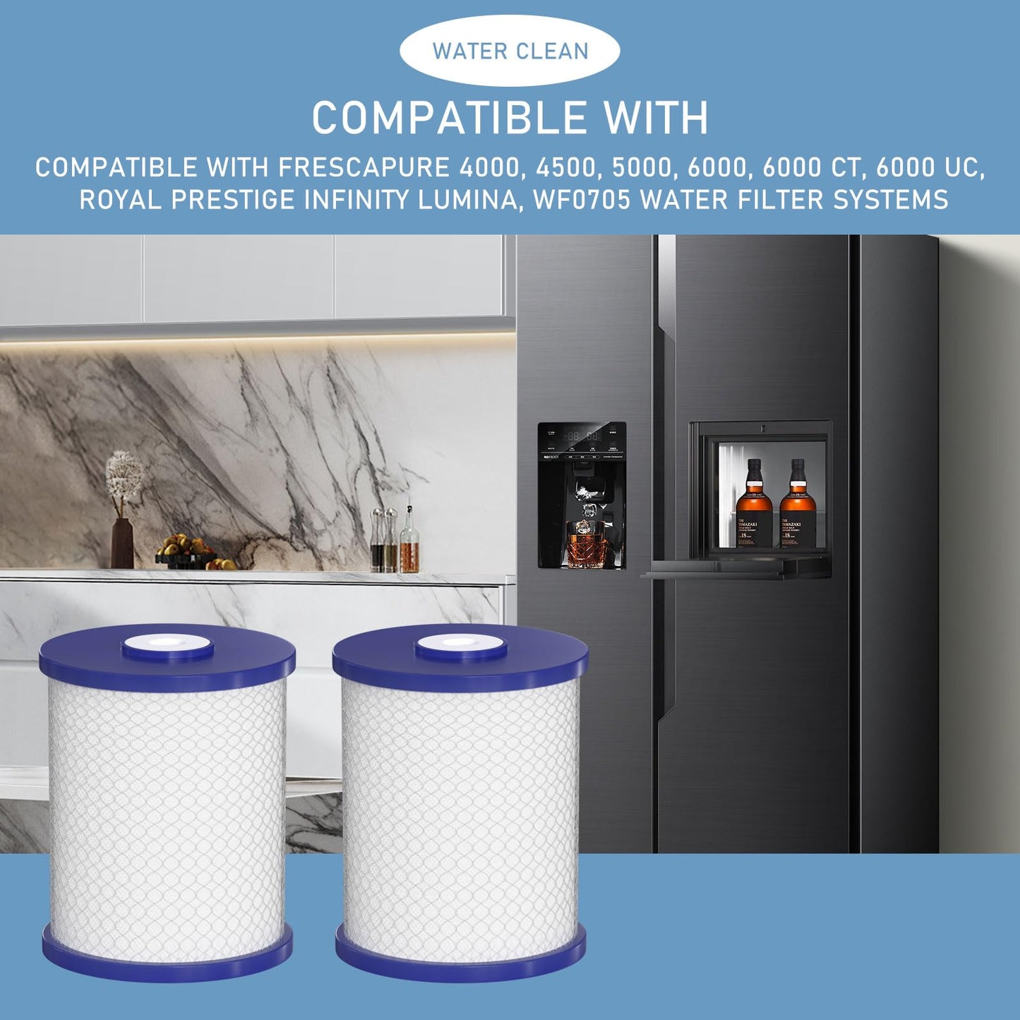 Coconut Shell Activated Carbon Water Filters Compatible with Royal Prestige Frescapure 4000, 4500, 5000, 6000 CT, 6000 UC, WF0705 Water Filter Systems, 750 GPD Life Span - 0.5 Micron 2 Pack