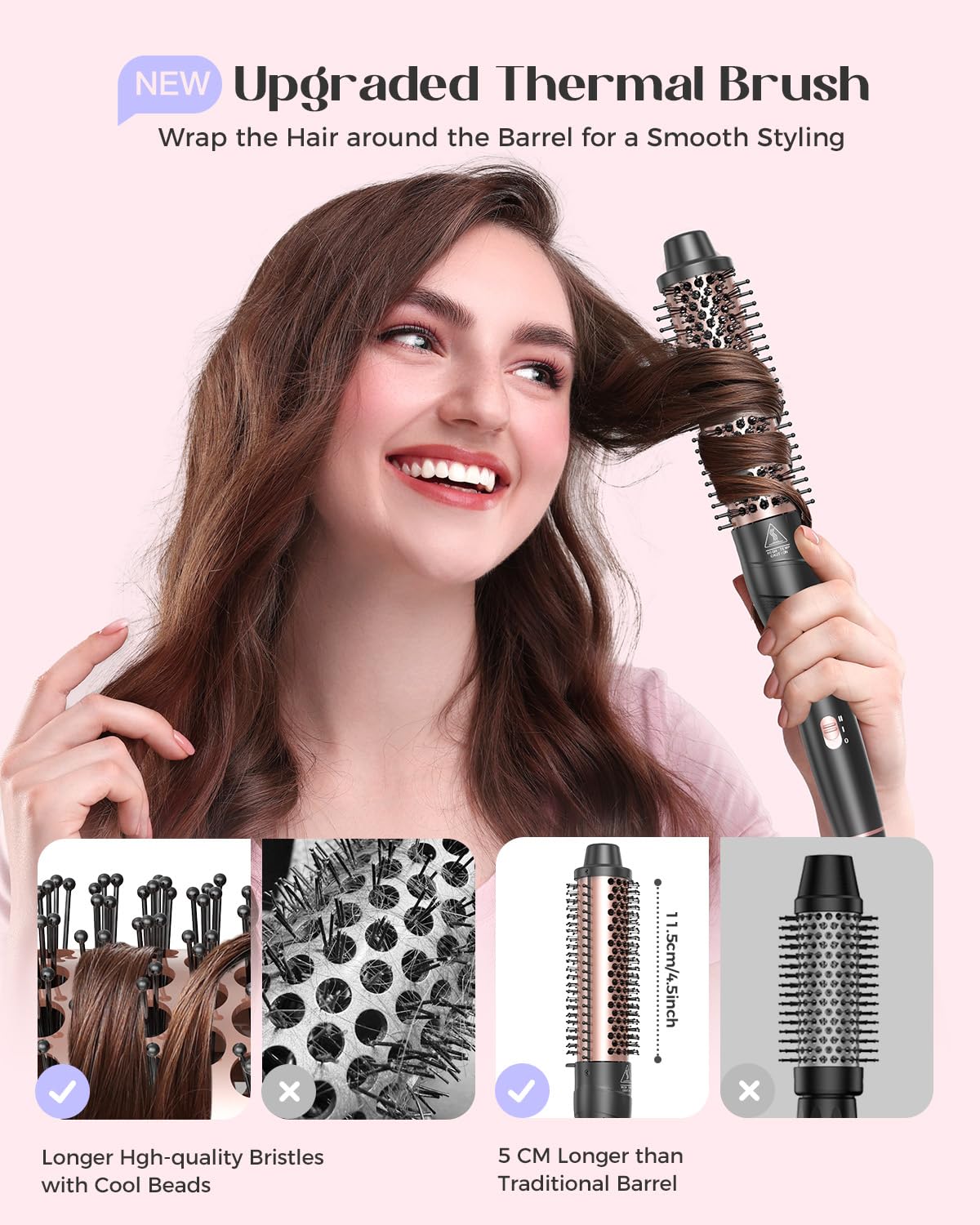 5 in 1 Curling Wand Set, Lopeie Curling Iron with New Upgraded Curling Brush and 4 Interchangeable Ceramic Curling Wand(0.5”-1.25”), Fast Heating, Include Heat Protective Glove & 2 Clips & Hair Brush