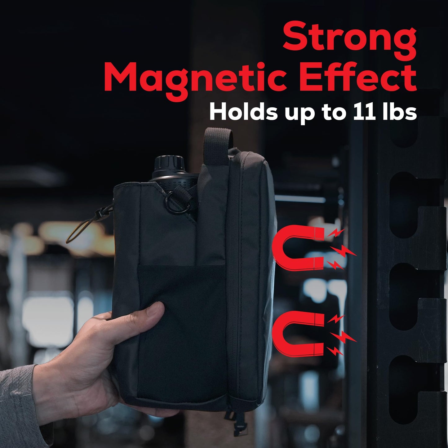 MAGNACE Magnetic Gym Bag Bundle, 3-in-1 Set with Water Bottle Holder, Magnetic Pouch, Towel & Sling Bag – Portable Fitness Carrier for Men & Women – Black