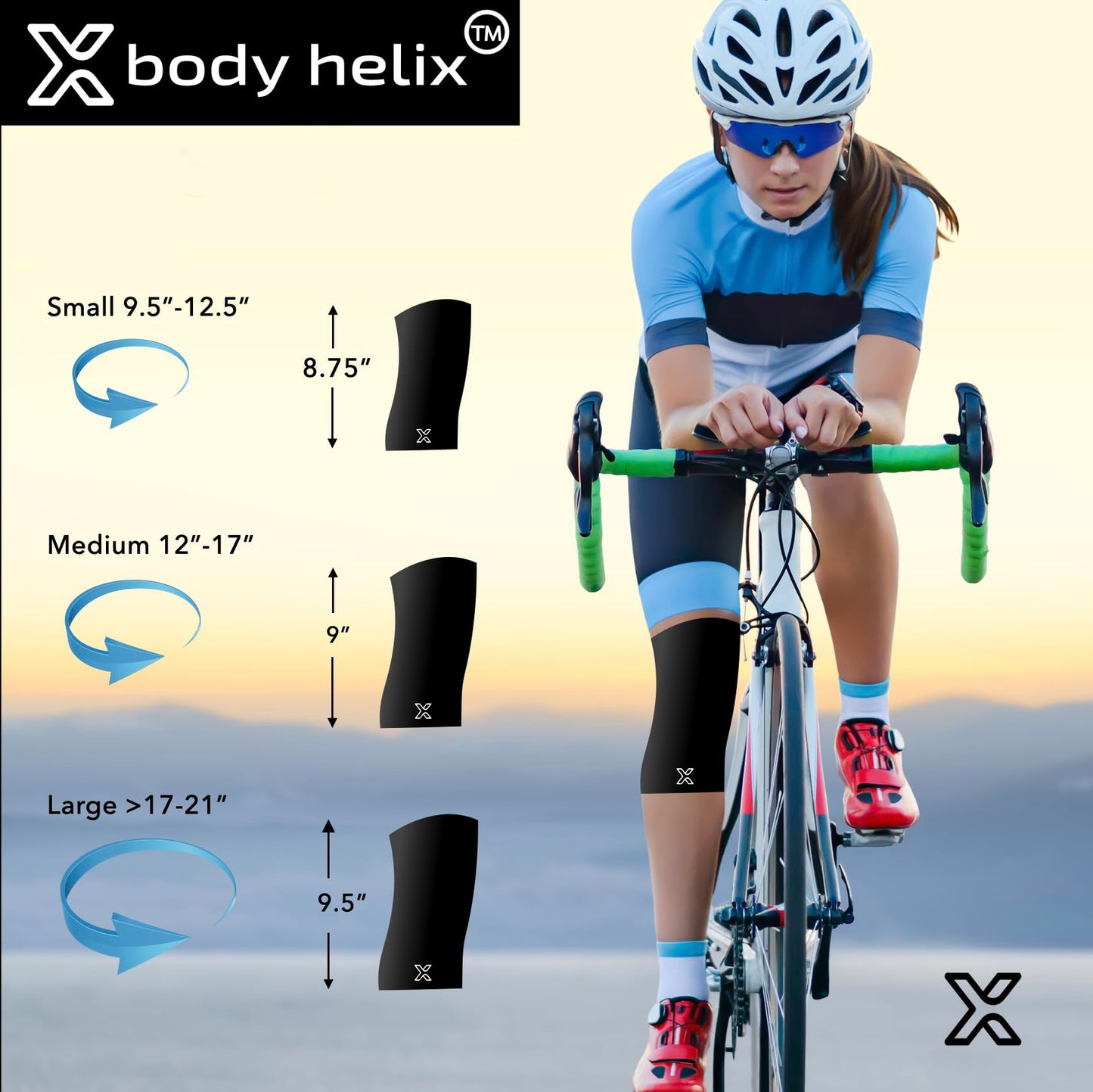 Body Helix Full Knee Compression Sleeve for Knee Pain Relief - Arthritis, Meniscus, Swelling, ACL, Sprains - Knee Sleeve for Women and Men (Black, Large)