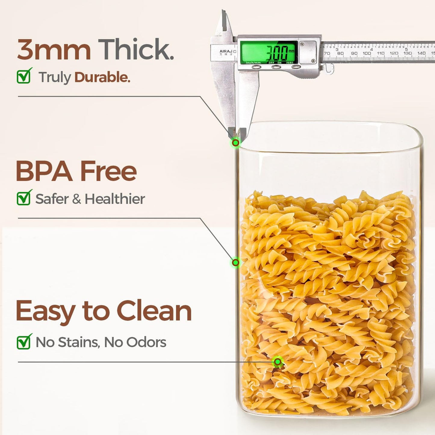 ComSaf 2Pcs Large Glass Storage Containers with Lids 4Qt, 1 Gallon Wide Mouth Flour Sugar Storage Containers, Large Capacity and Sealed for Rice, Cereal, Oat, Easy Clean and Scoop, Pantry Organization
