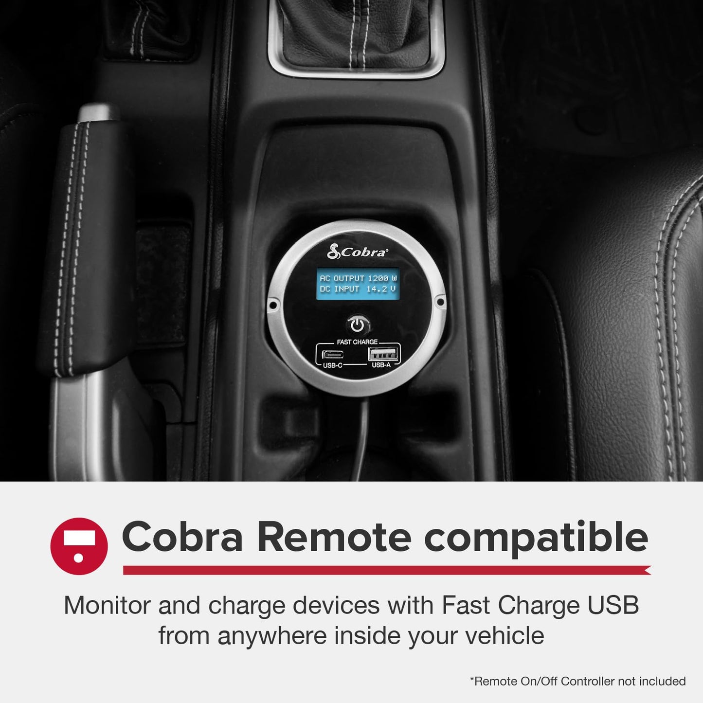 Cobra POWER 500W Power Inverter, Portable – 500-Watt Car Charger, 2 Grounded AC Outlets, 2 Fast Charge USB Ports and Remote Controller (CPIALCDG1) Compatible