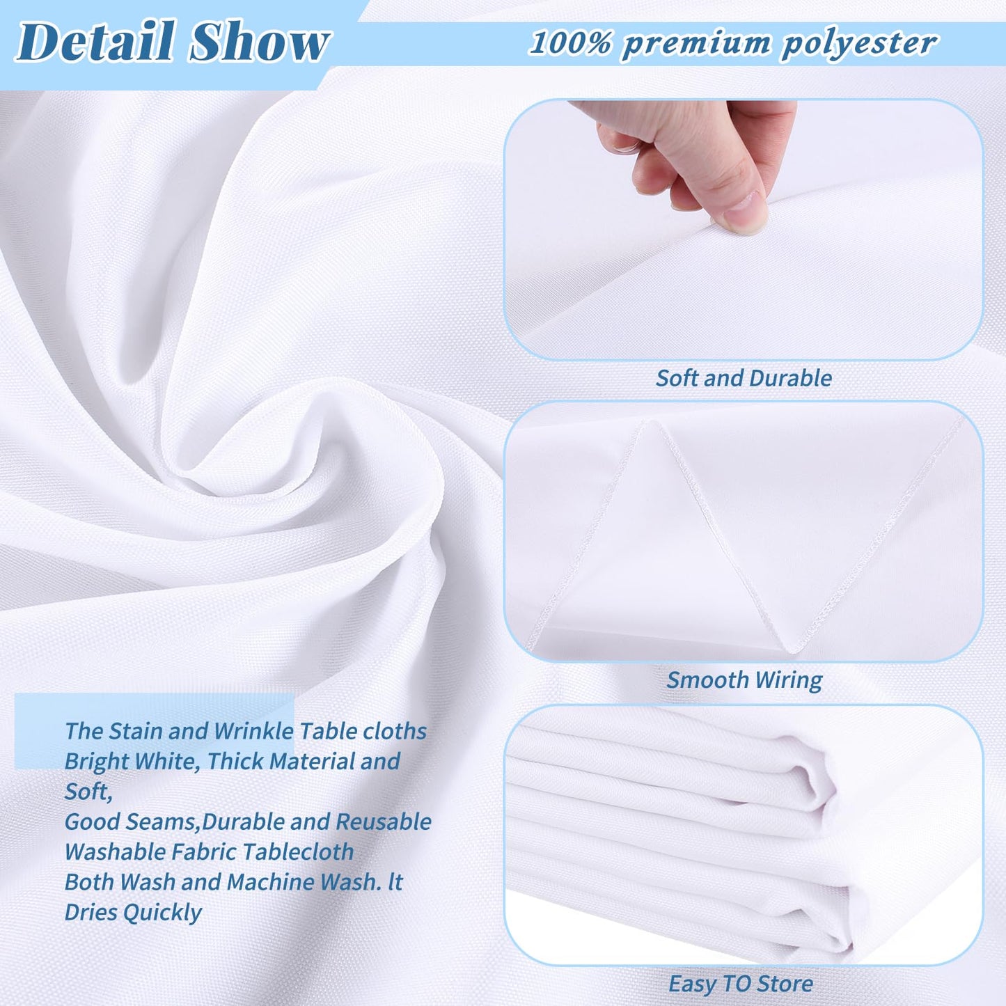 Kesfey 6 Packs Round Tablecloth 108 Inches White Polyester Table Cloths Stain and Wrinkle Resistant Tablecloths for Round Tables Washable Circle Fabric Tablecovers for Wedding Camping Banquet Parties