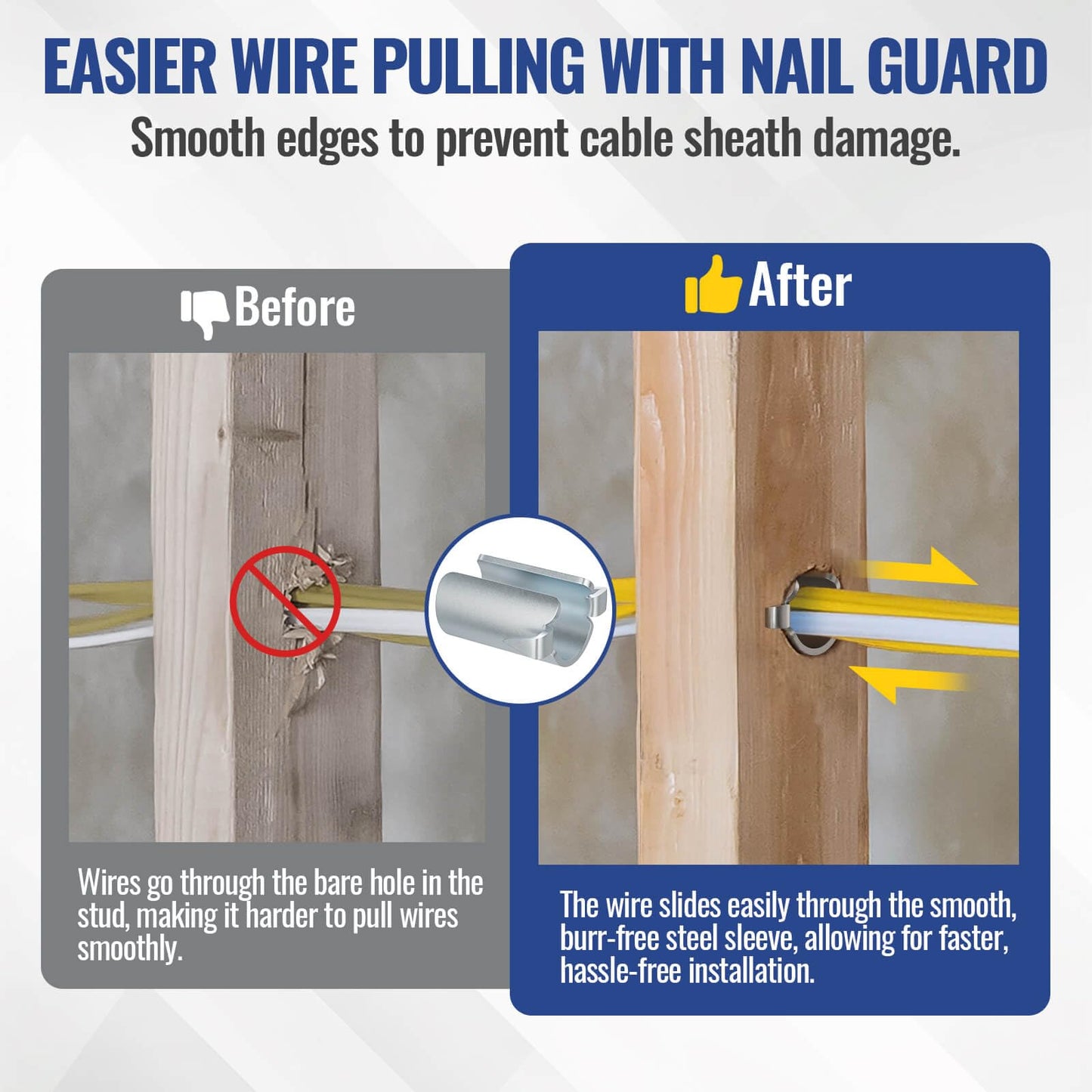 UPVONT Nail Guards for Wire Protection - 16 Ga Nail Guards for Studs 2X (100 PCS), 1 in. Standard Cylindrical Nail Plates Electrical for Cable and Raceway Protection, NEC Compliant (100)