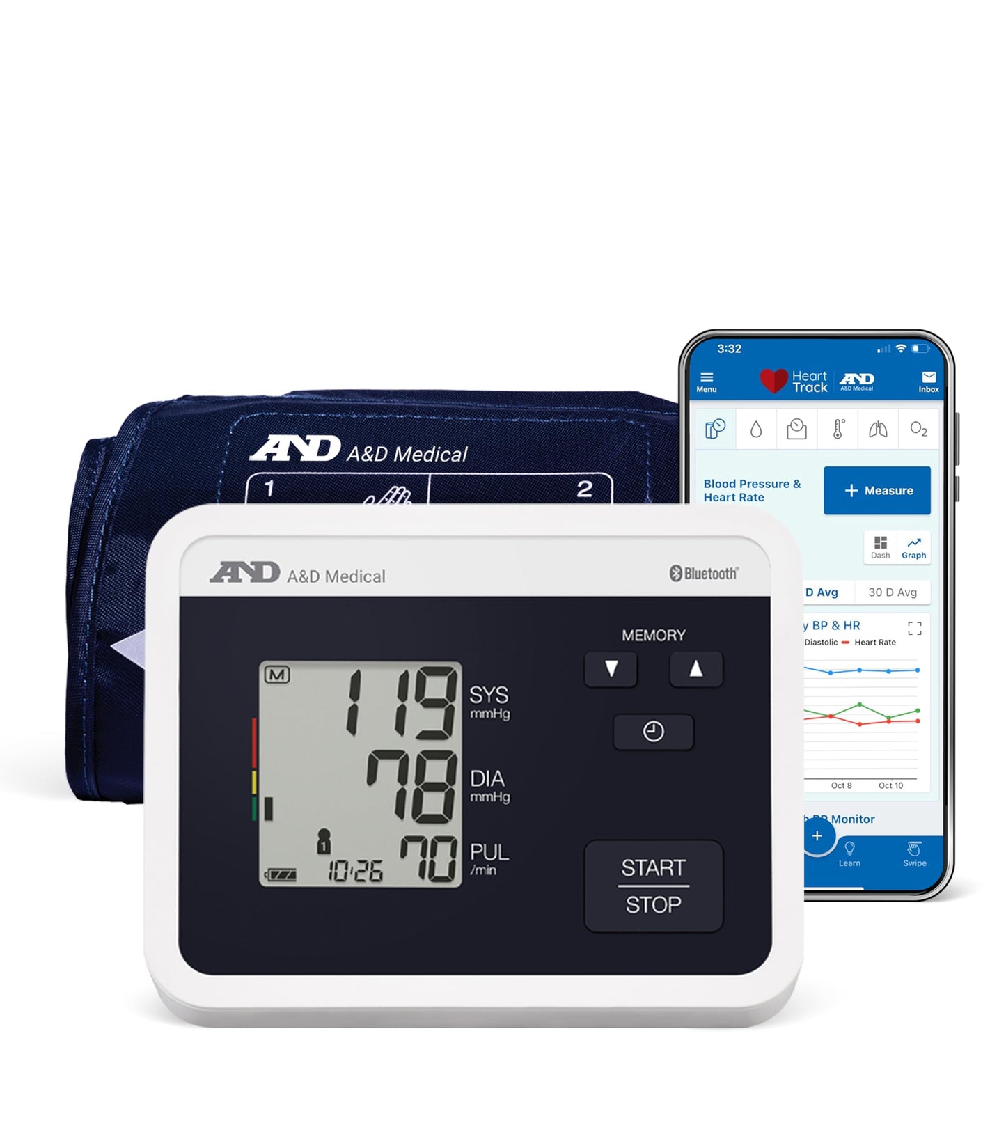 A&D Medical Multi-User Bluetooth Blood Pressure Monitor for Home Use - UA-770BLE - Wide Range Cuff (8.6-16.5" / 22-42cm), Up to 4 Users, iOS & Android Compatible, AA Batteries
