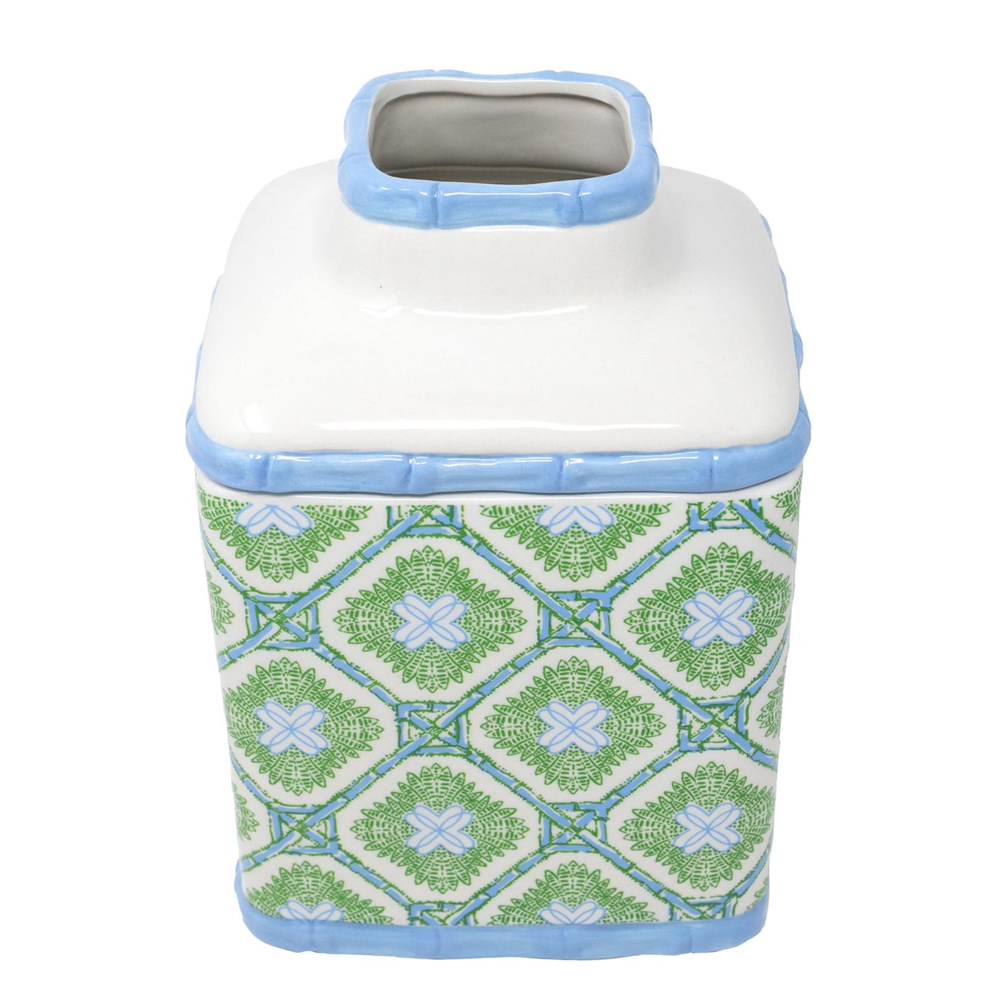 Lilly Pulitzer Ceramic, Square, Tissue-Box Cover, Tissue Holder for Home Decor (Bamboo Logo Trellis)