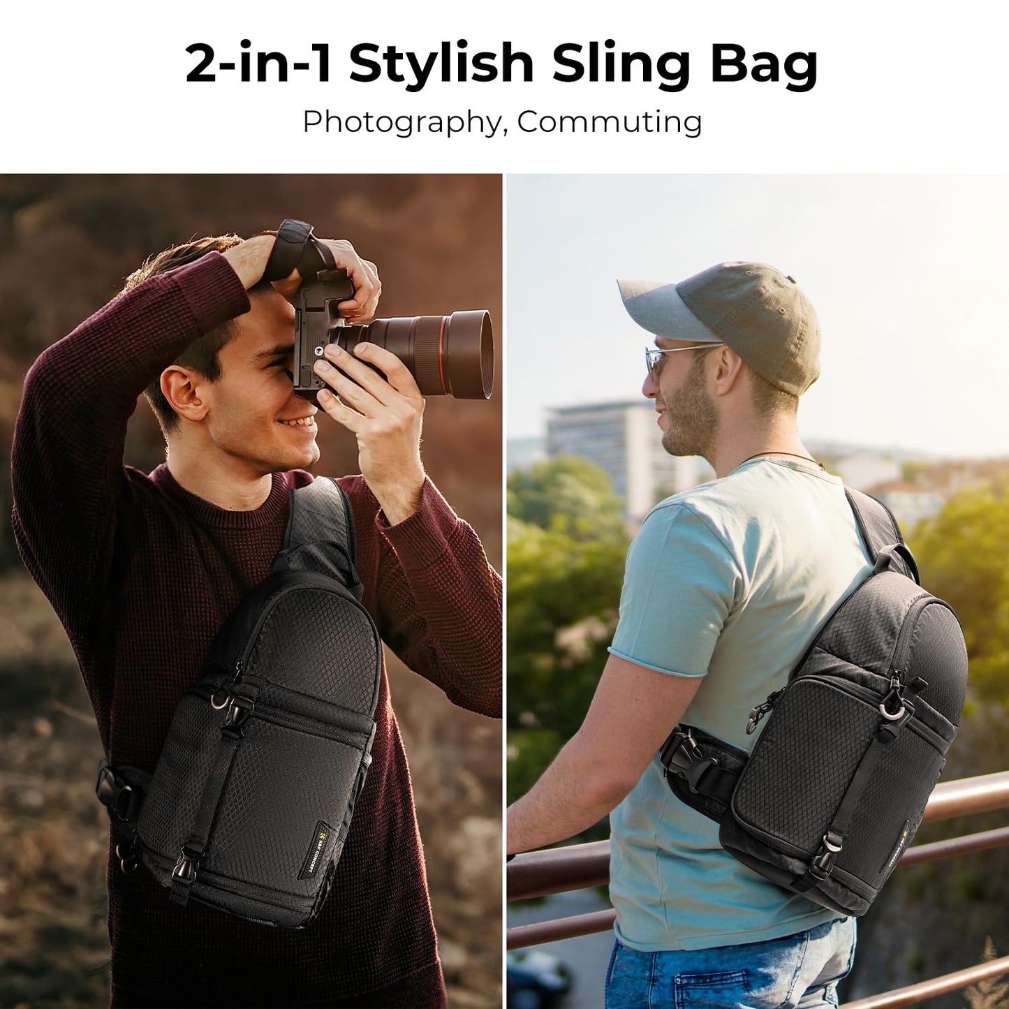 K&F Concept Camera Sling Bag Crossbody Bag Camera Shoulder Backpack DSLR/SLR/Mirrorless Photography Bags Compatible with Canon/Nikon/Sony/Fuji/Gopro/DJI