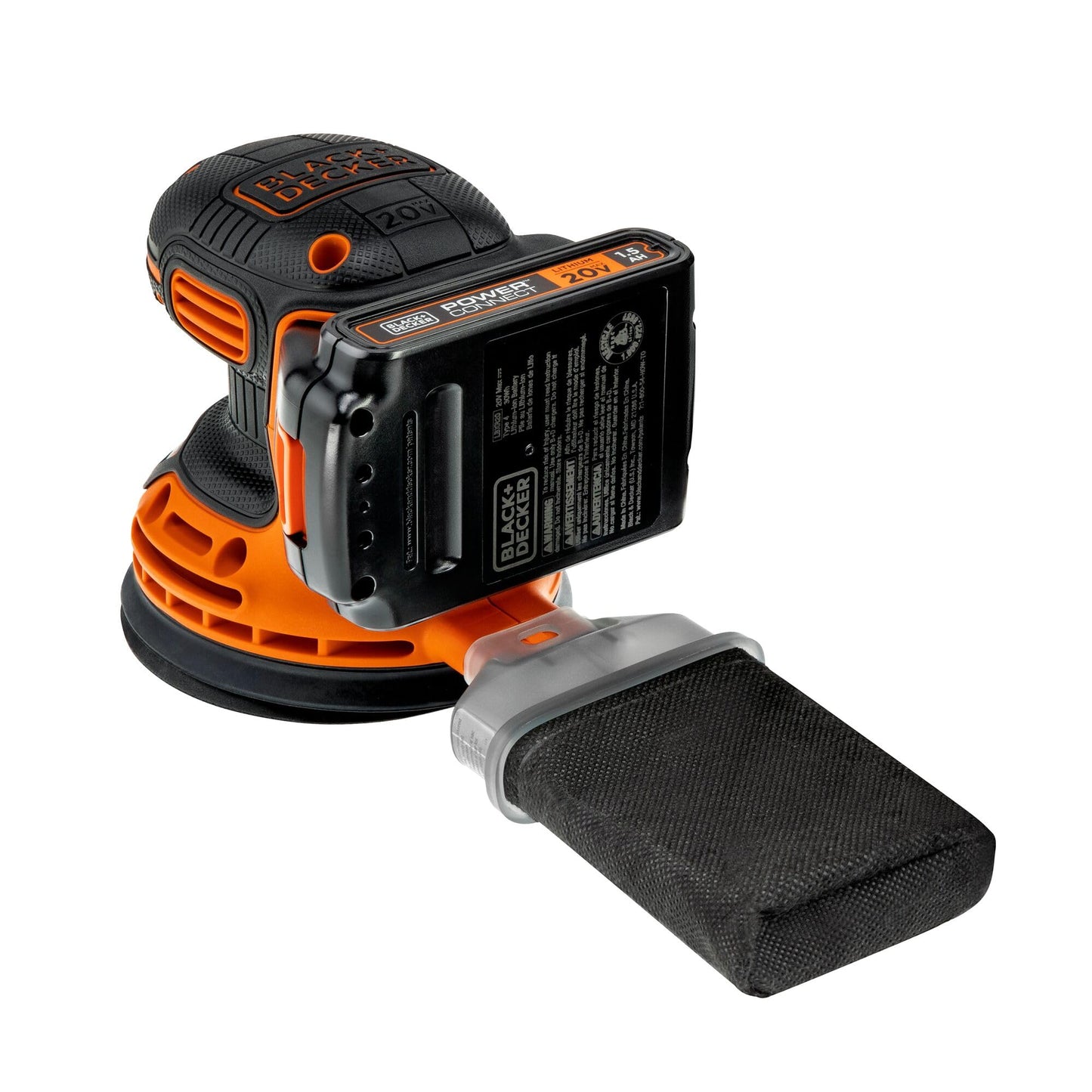 BLACK+DECKER 20V MAX Orbital Sander, Cordless, 12,000 OPM, 2 Sandpaper Sheets, Battery and Charger Included (BDCRO20C)