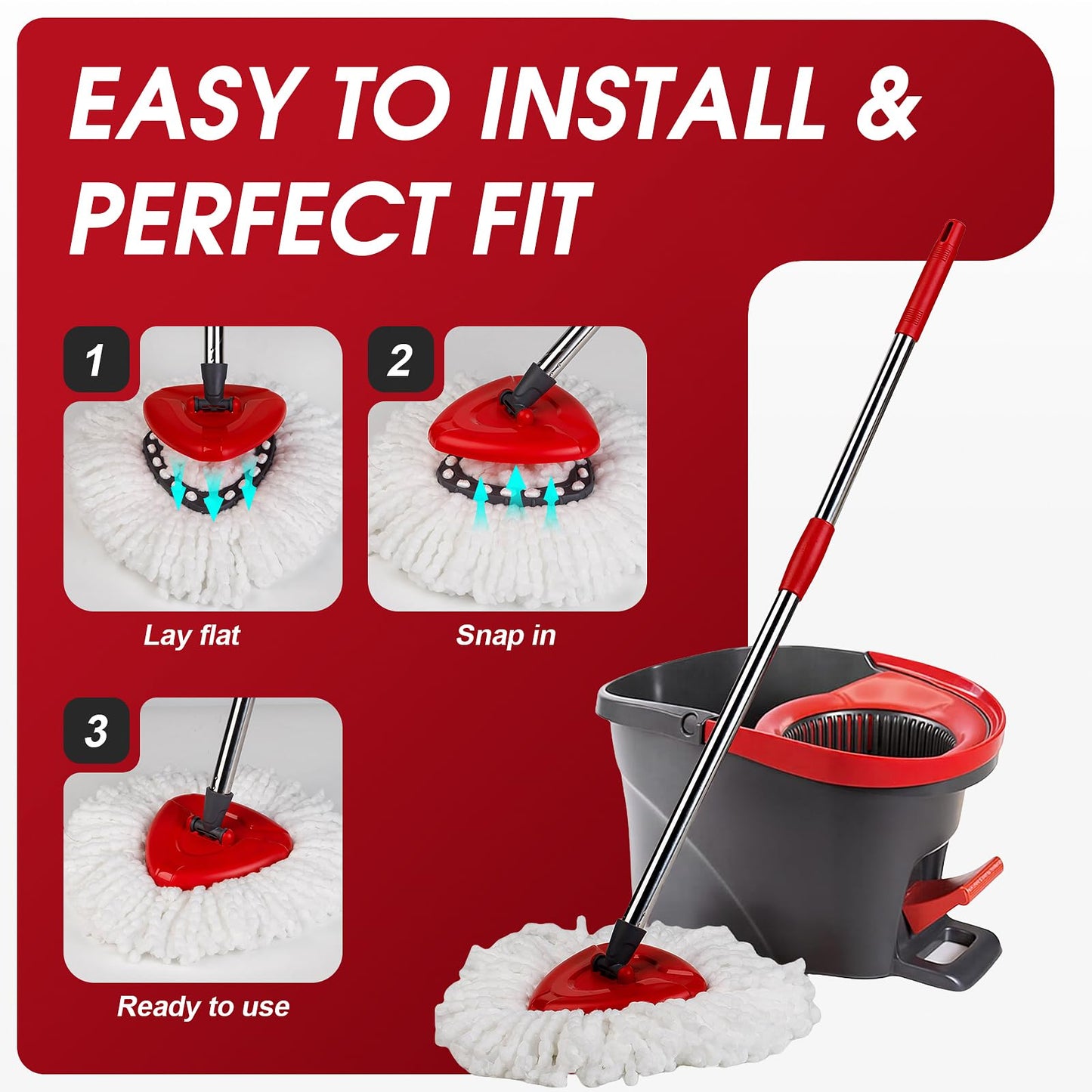 20 Pack Spin Mop Refills Head, Mop Heads Replacement for Spin Mop, Washable Microfiber Mop Replace Head Spin Mop, 360°Spinning Micro Replacement Mop Head for Easy House Cleaning Floor Mopping