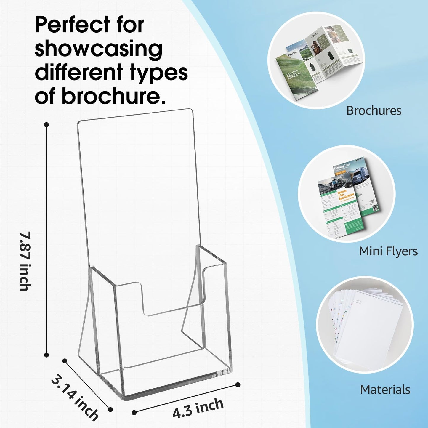 MaxGear Acrylic Brochure Holder 4 Inch, Clear Plastic Countertop Literature Holders, Trifold Flyer Display Stand for Pamphlets, Booklets, Magazines, Menus, Multi Purpose Organizer for Office, 12 Pack