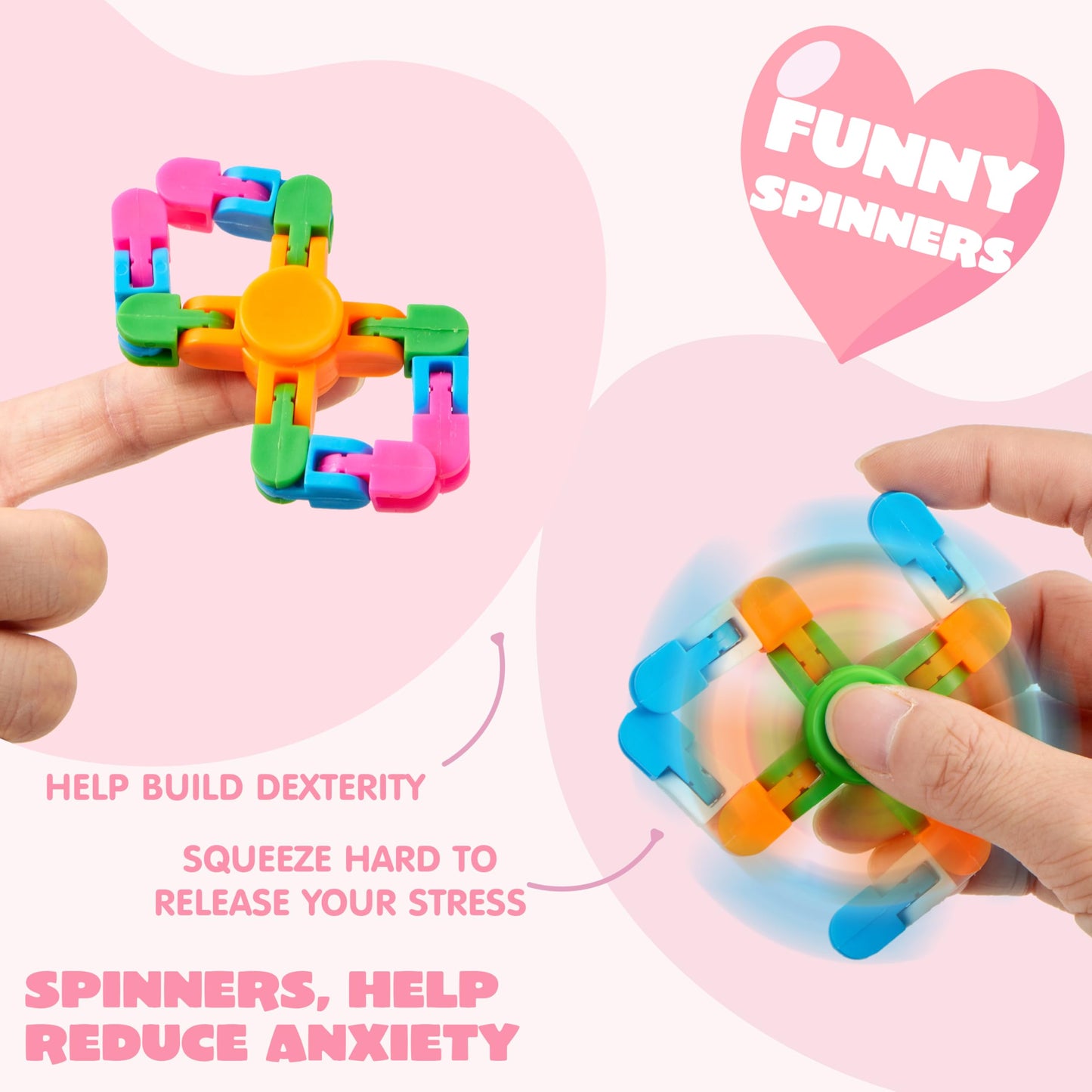 JOYIN 30 Packs Valentine's Day 6-Design Gift Cards with Fidgets Spinners, Deformable DIY Spinners Fingertip, Stress Relief Fidget Toys for Kids and Valentine's Party Favors, Classroom Gift Exchange