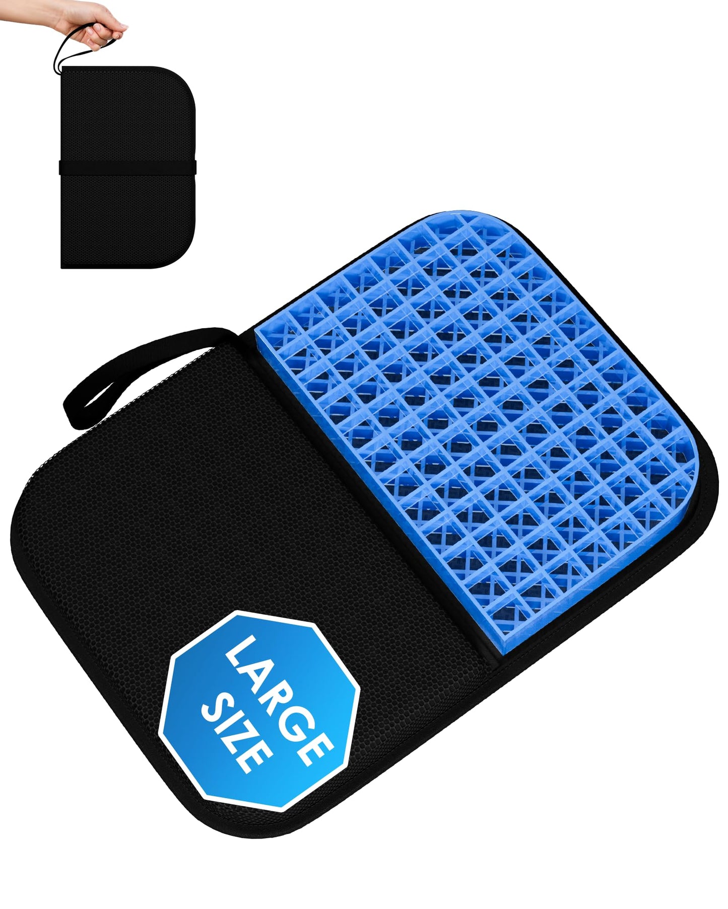 Rexley Gel Travel Seat Cushion, Portable Airplane Seat Cushion, 16.5" x 12" Large Size Foldable for Airplane Seats, Office Chair, Camping, Bleachers, Flights, Commute