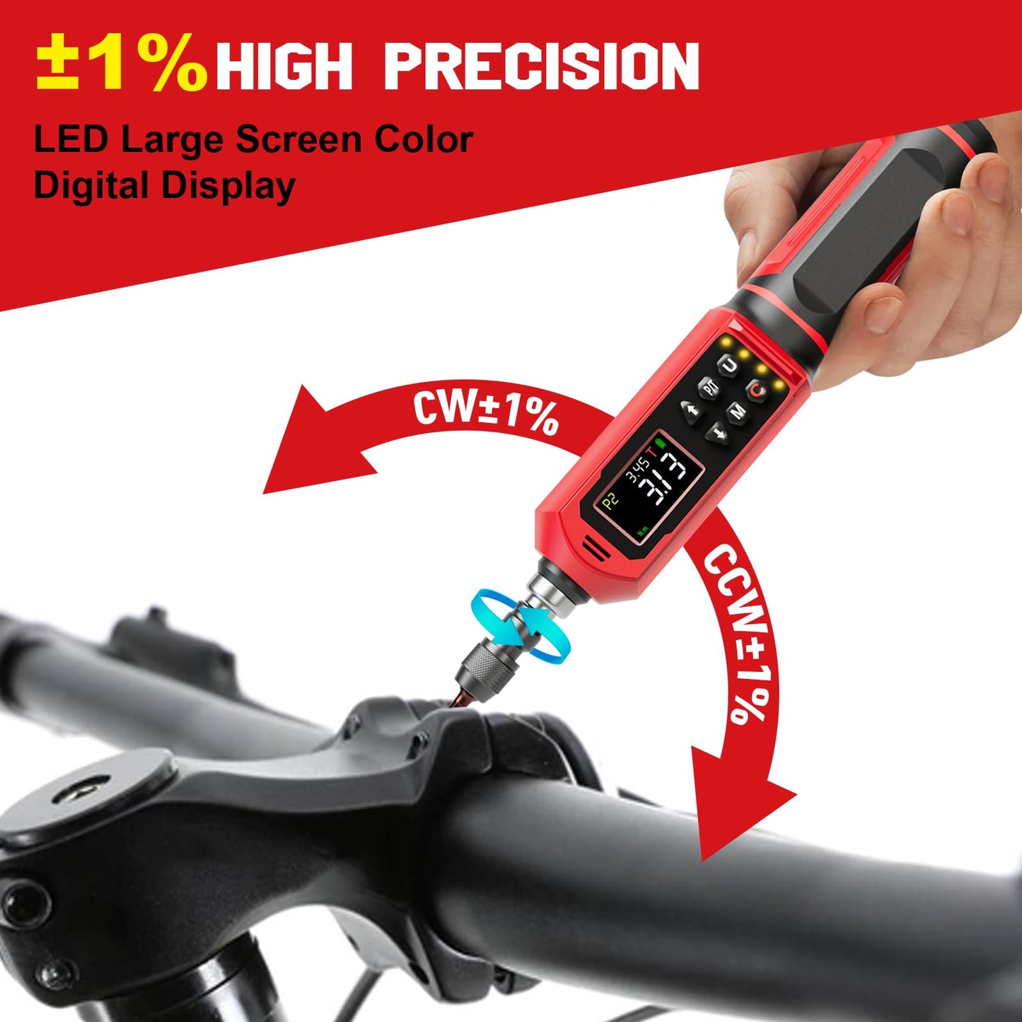 SUERCUP Digital Torque Screwdriver 0.8-53.1in-lbs/0.09-6Nm, Inch Pound Screwdriver Torque Wrench Set with LED Alarm,Buzzer,Vibration,9 Preset Mode and Data Storage,Used for Bike,Guns,Scope Mounting