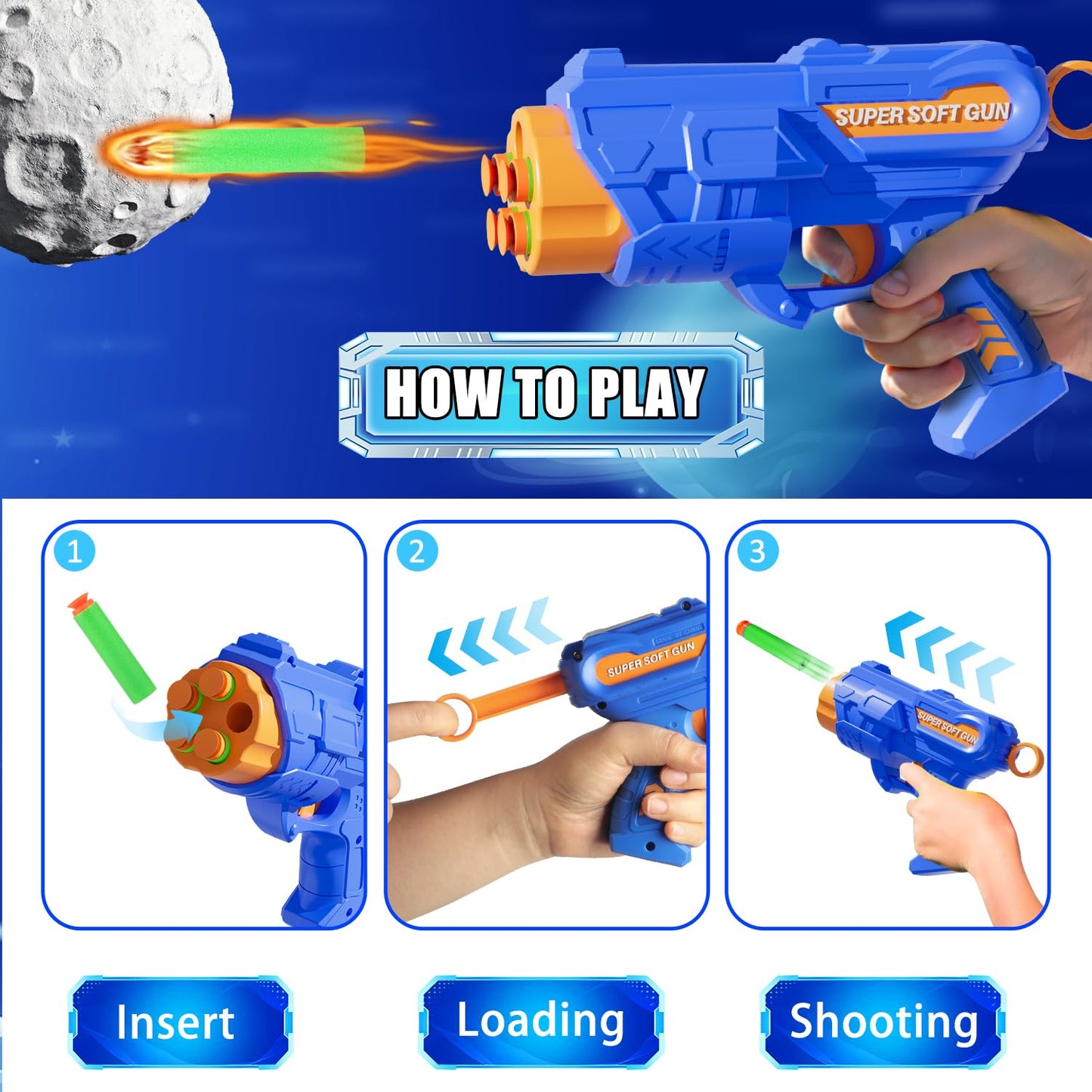 Shooting Game Toy for 4 5 6 7 8 9 10+ Boys Kids - 1 Digital Shooting Target with 2 Toy Guns& 40 Foam Darts Shooting Toys for Nerf Kids Indoor Outdoor Game Toys for Birthday Halloween Xmas Gifts