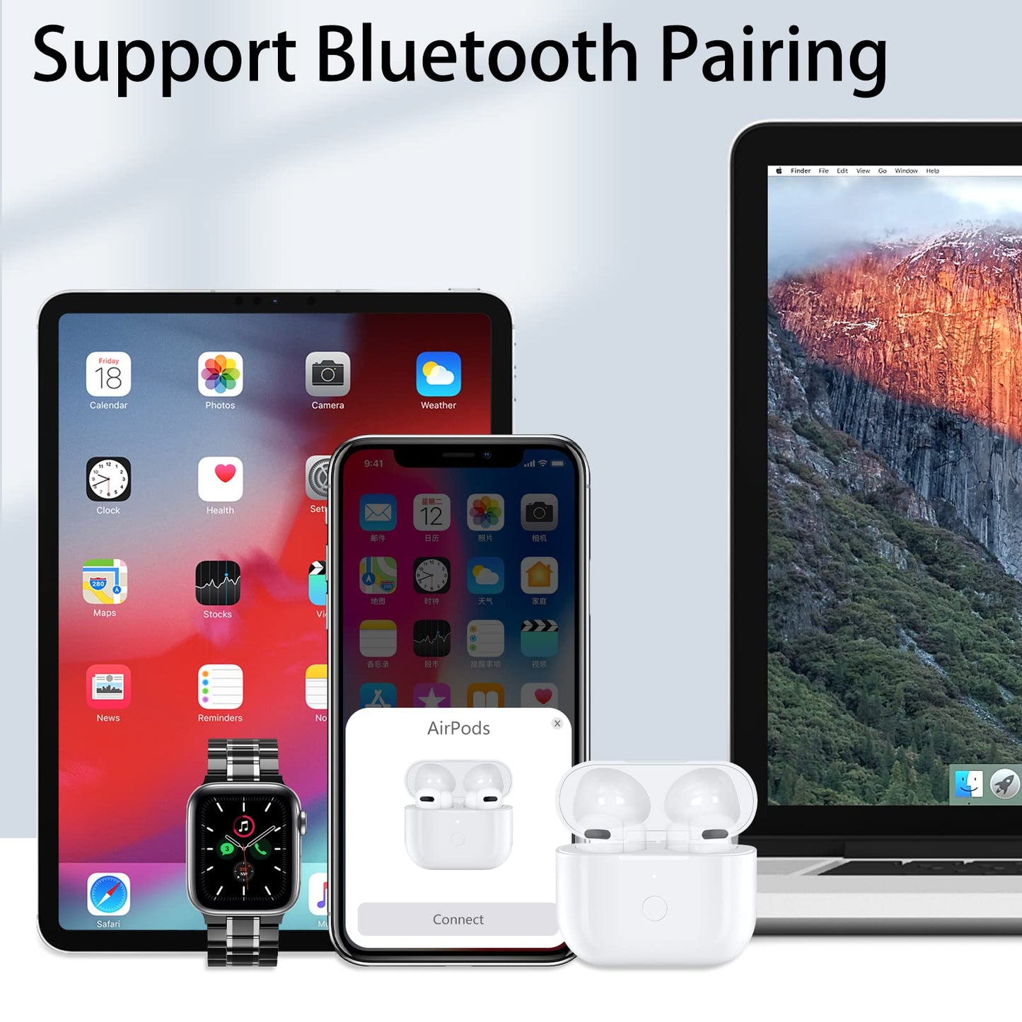 Wireless Charging Case Replacement Compatible with AirPod 3rd Generation, Air Pod 3 Charger Case with Bluetooth Pairing Sync Button Without Earbuds, White