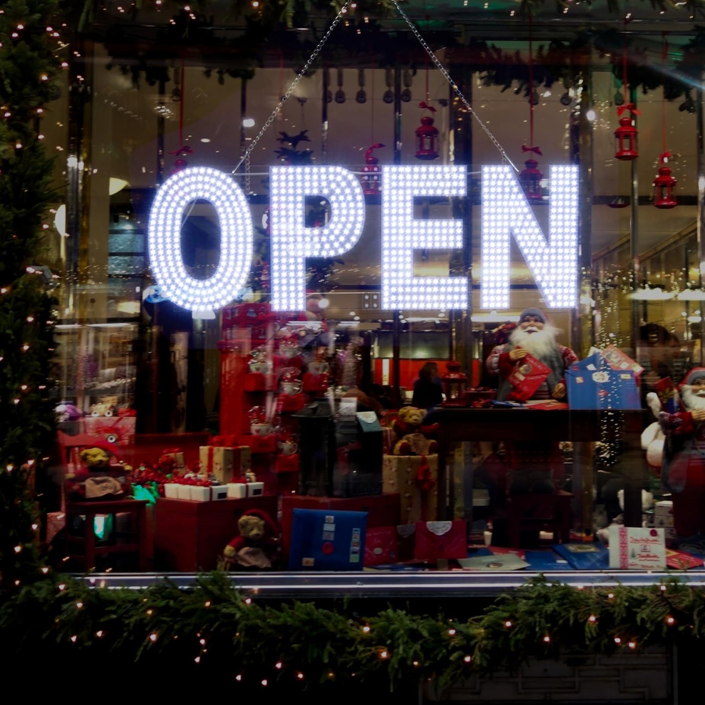 Thirdpolite Open Signs for Business, 30"x10" Dimmable Large LED Open Light Up Sign with Hanging Installation for Salon Gym Cafes Store Office Bar Hotel Pubs Cold white