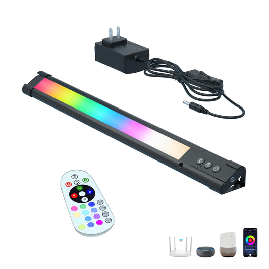 LAMPAOUS LED Light Bar, Dimmable RGB Lights, Light Bar with Alexa & Google Integration for Room, Desk, Monitor Backlight, Indoor Wall Washer - includes Remote Control (1-Bar 12 Inch Kit)
