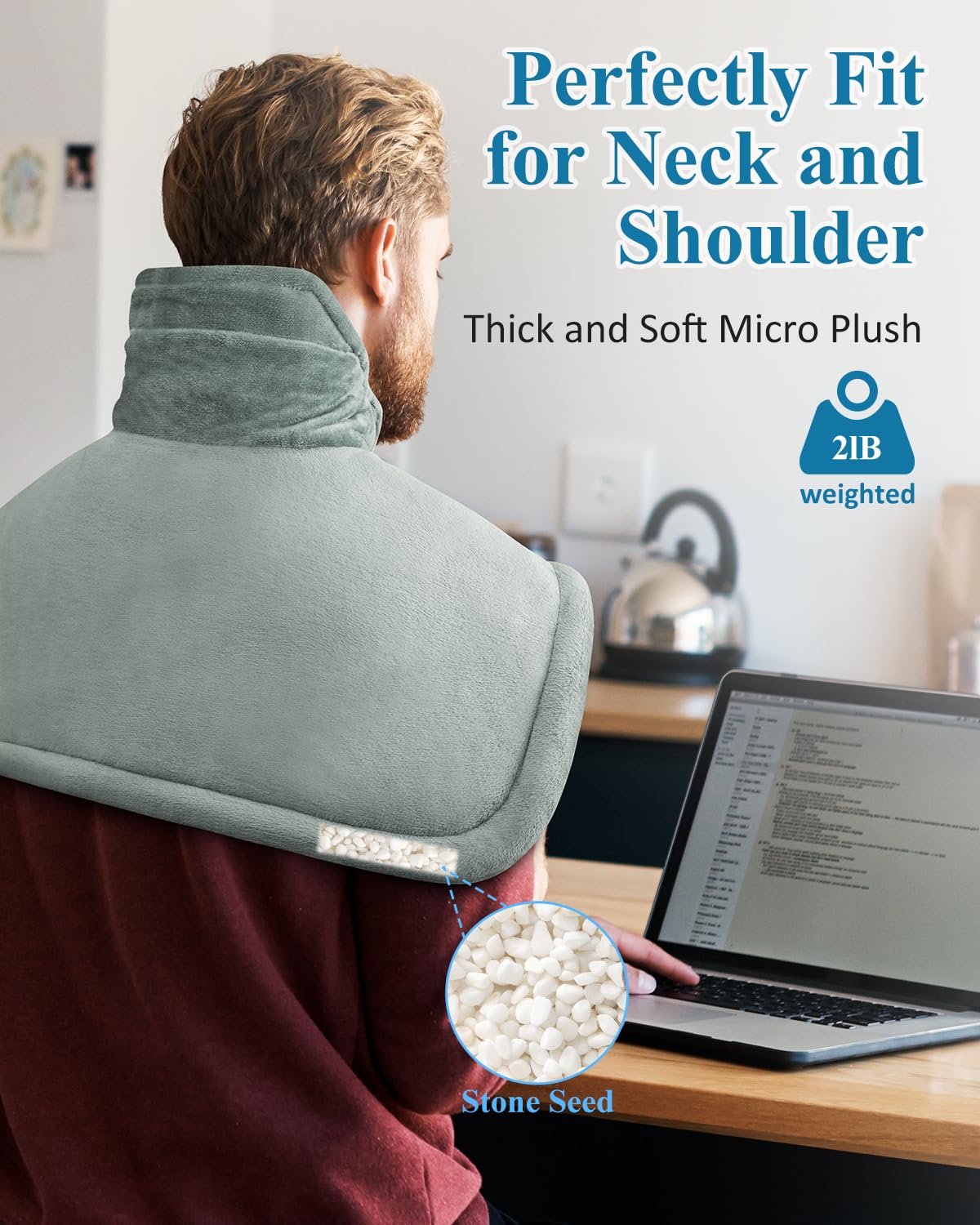 Heating Pad for Neck and Shoulder, Birthday Gifts for Men Women Mom Dad, Electric Heating Pad for Back Pain Relief, Grey