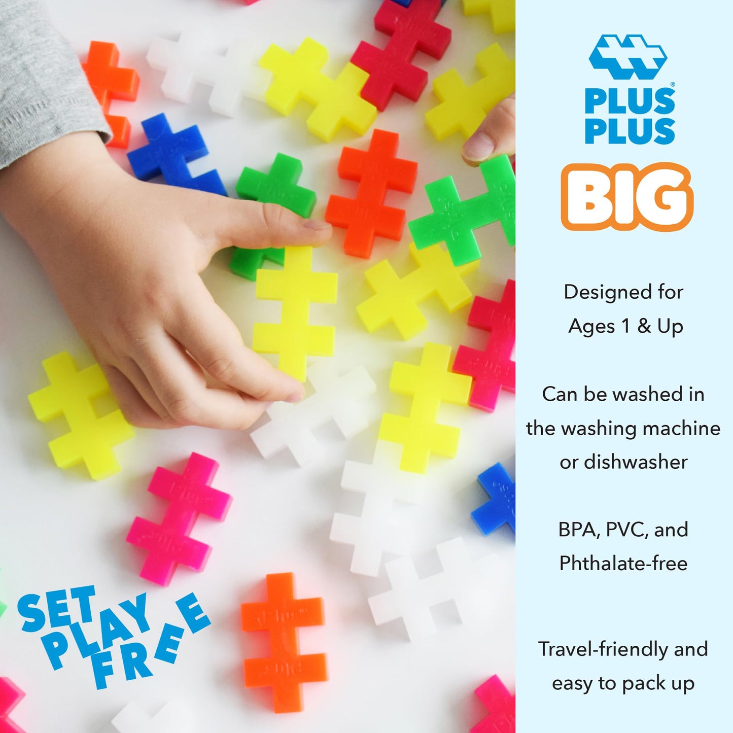 Plus Plus - Big Neon Mix - 100 Pieces - Creative Building and Construction Set - Mix of Neon Colors in a Box - Kids 1 to 6 Years - 3411