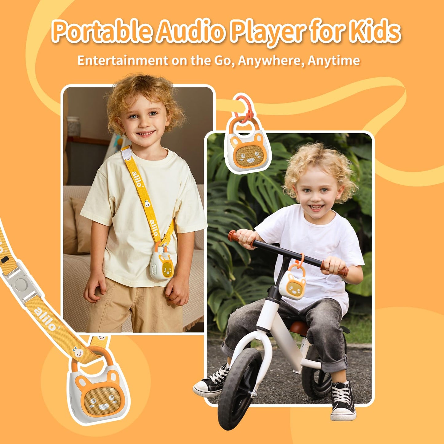 alilo Pocket Bunny Portable Sound Machine for Baby, Kids Audio Player Preloaded 120+ Stories/Music/Lullabies/Soothing Sound, 3 Timers and Memory Function Bluetooth Speaker (with Lanyard and Loop)