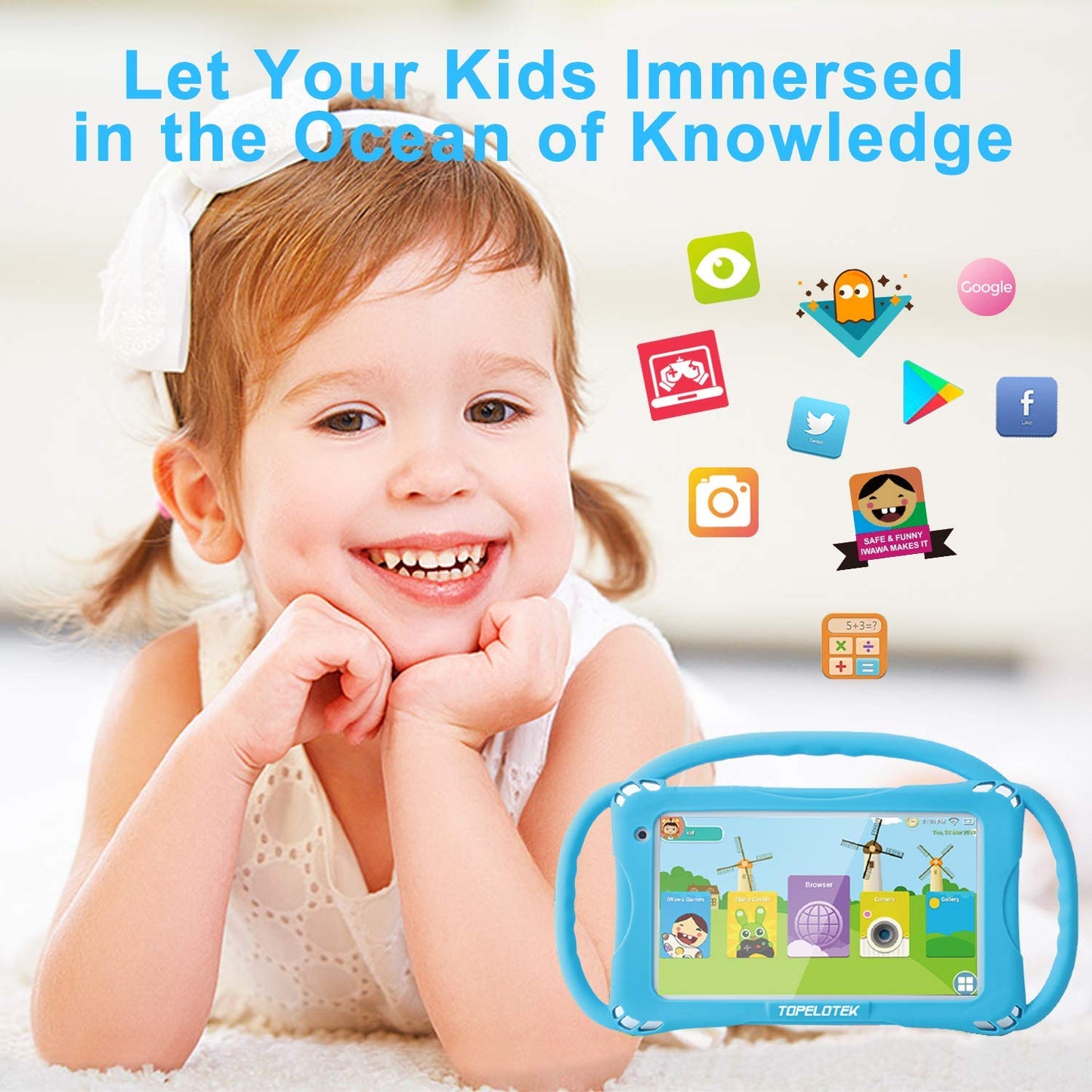 Kids Tablet 7inch Tablet for Kids Android Toddler Tablet 32GB Tablet for Toddlers APP Preinstalled & Parent Control Kids Learning Tablet Kid-Proof Case with Handle,Netflix YouTube