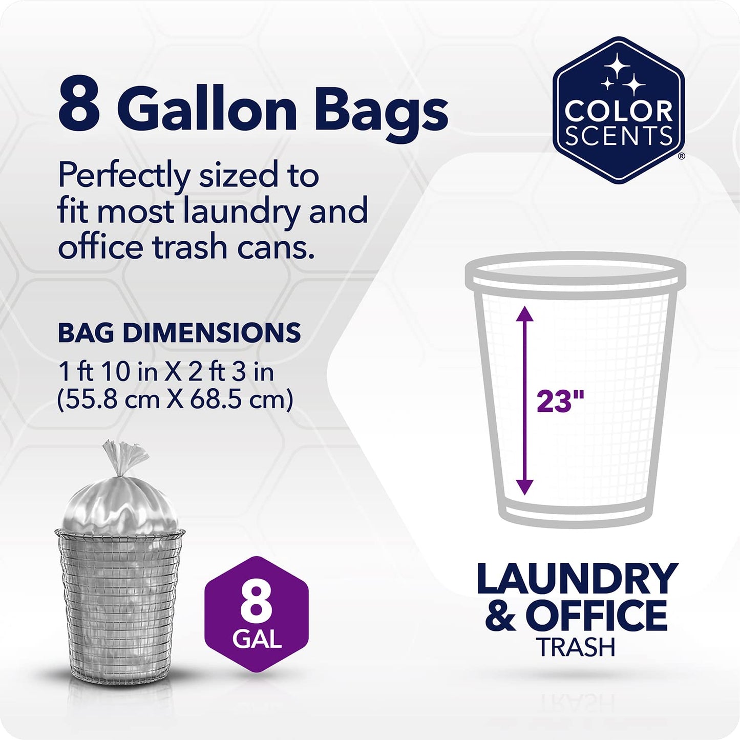 Color Scents 8 Gallon Medium Trash Bags – Scented Garbage Bags for Laundry & Office | 540 Count | Twist Tie | Collection | Made in USA