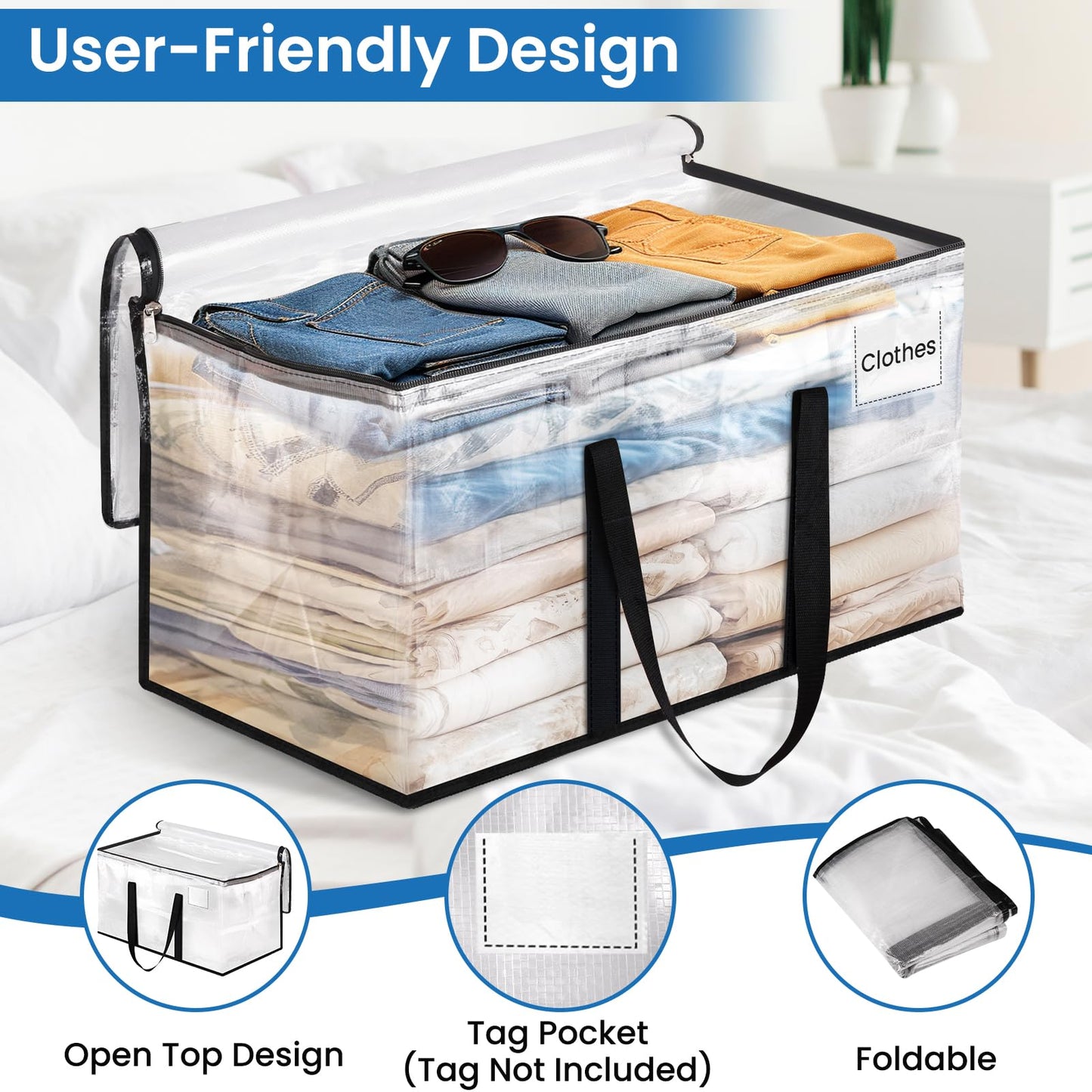 RoomHacks Clear Moving Bags Heavy Duty Extra Large, Moving Supplies with Reinforced Handle and Double Zipper, Storage Bags for Moving Essential, Packing tote Alternative to Moving Box(10 Packs, Clear)