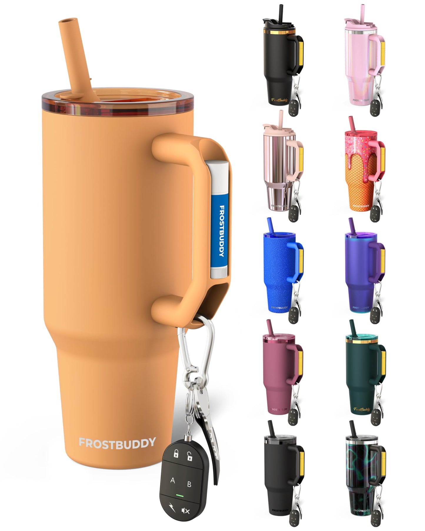 Thicc Buddy - 40 oz Stainless Steel Vacuum Insulated Tumbler with Lid and Straw for Water - Travel Mug Cupholder Friendly - Gifts for Women Men Him Her (Peachy Palm)