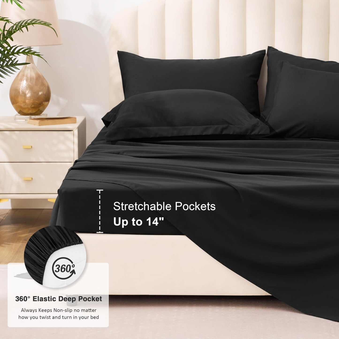 Love's cabin King Size Comforter Set Ash Black, 7 Pieces King Bed in a Bag, All Season Bedding Sets with 1 Comforter, 1 Flat Sheet, 1 Fitted Sheet, 2 Pillowcase and 2 Pillow Sham