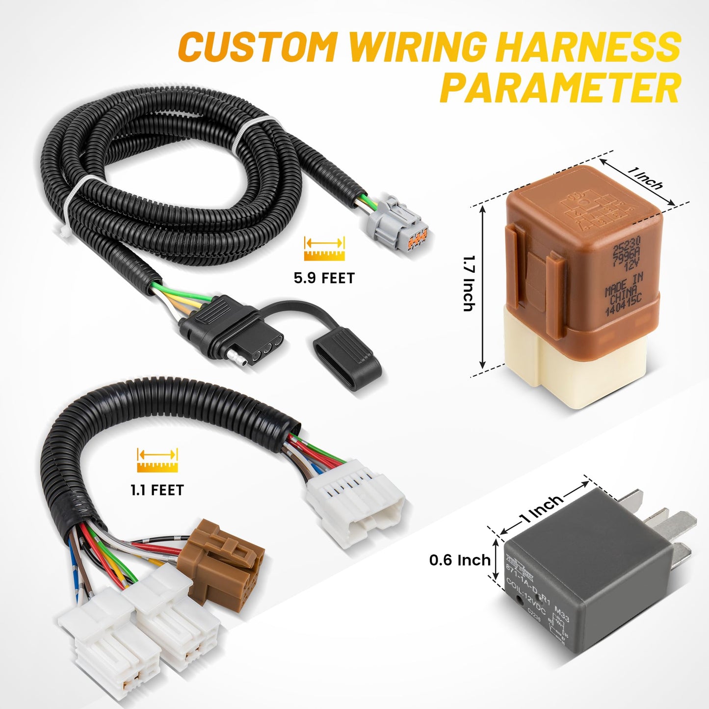 Oyviny Custom 4 Way Trailer Wiring Harness for 2005-2015 Nissan Xterra/05-25 Frontier/09-12 Suzuki Equator Without Factory Tow Package