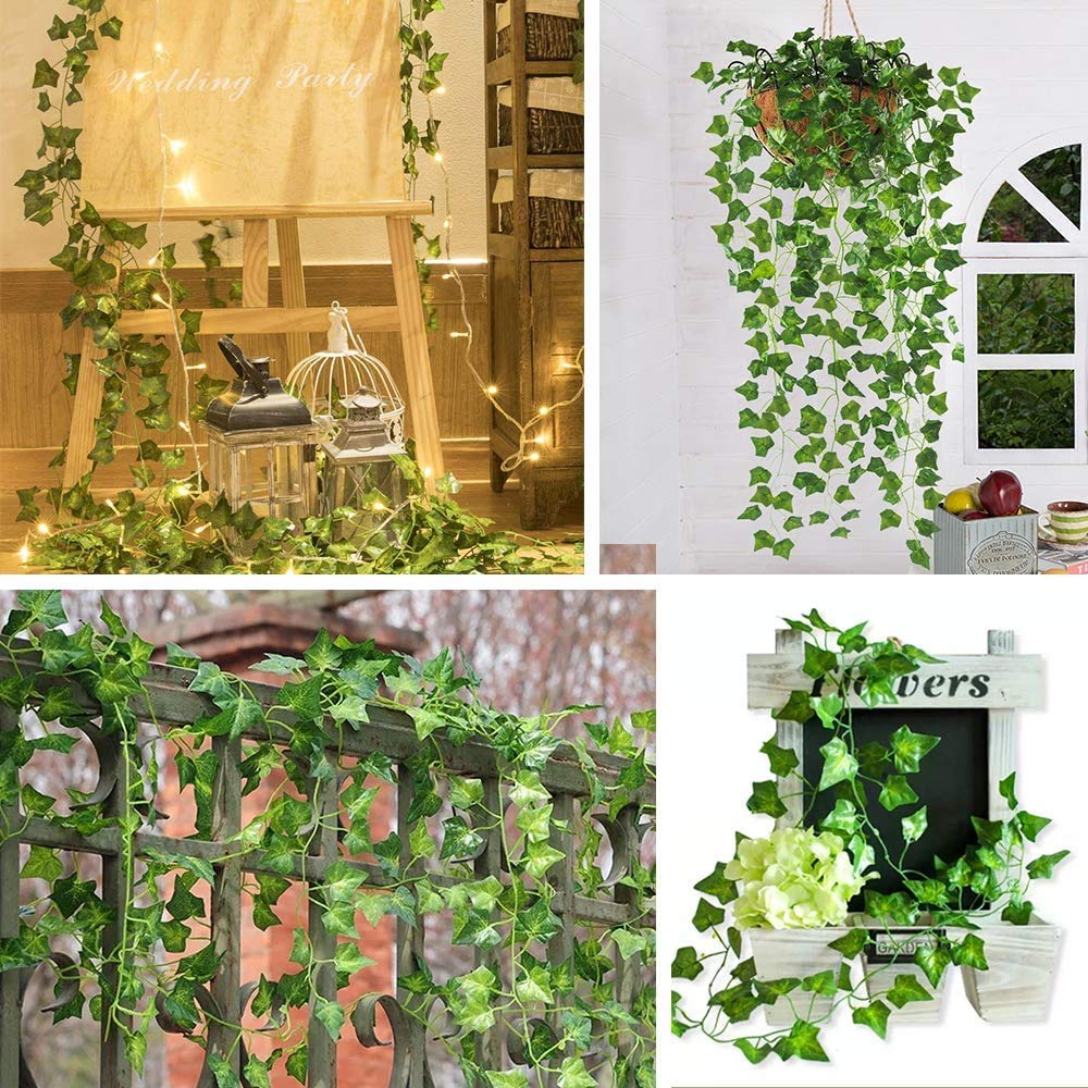 CQURE 96 Pack 672Ft Artificial Ivy Garland, Fake Vines UV Resistant Greenery Leaves Fake Plants Hanging Aesthetic Vines for Home Bedroom Party Garden Wall Room Decor