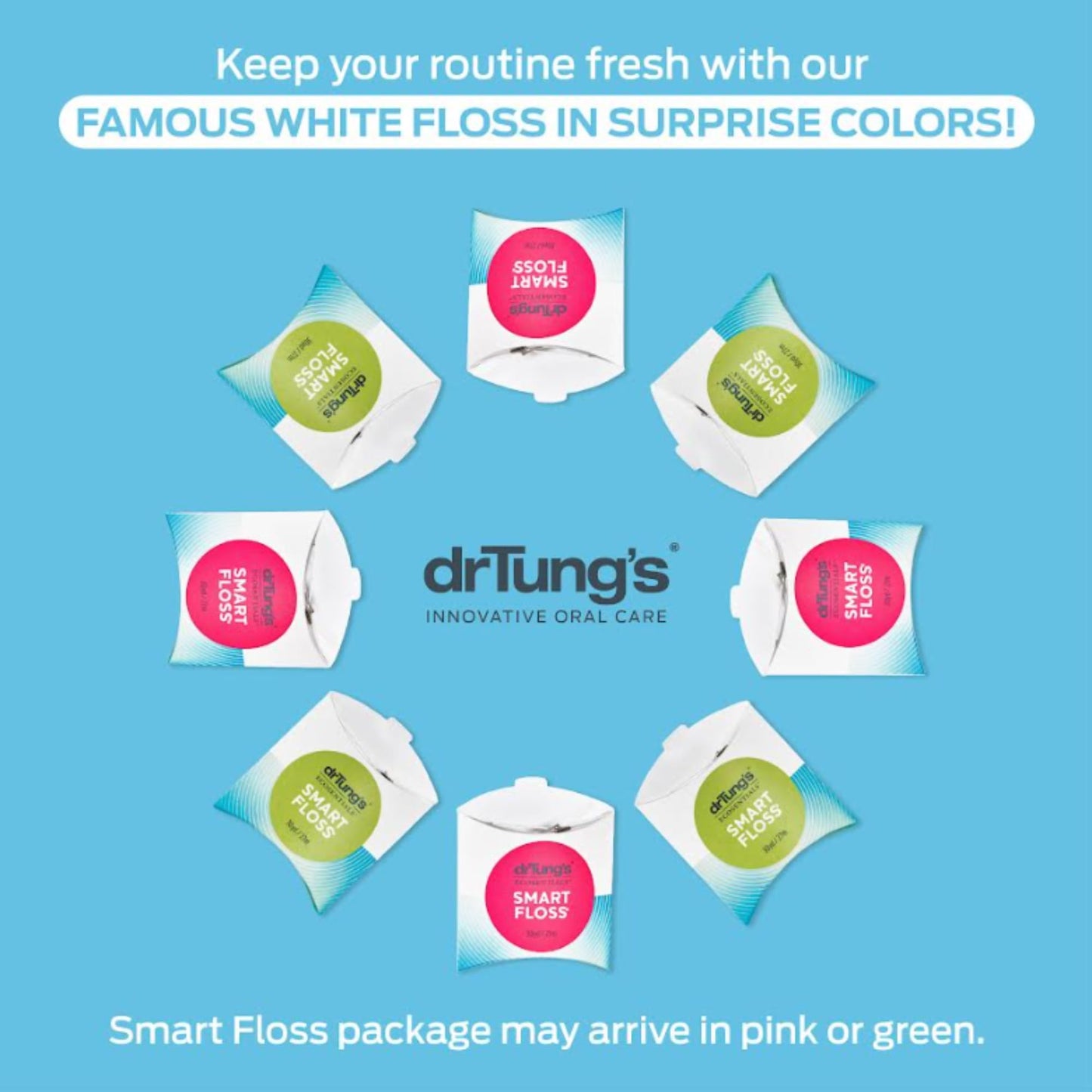 DrTung's Smart Floss - Natural Floss, PTFE & PFAS Free Floss, Gentle on Gums, Expands & Stretches, BPA Free Floss - Natural Dental Floss Cardamom Flavor (Pack of 7)