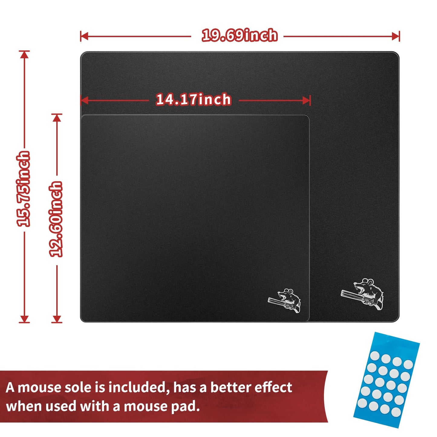 SIROOLAC Glass Gaming Mouse Pad 320mm x 360mm FPS Game Special Tempered Glass Durable 3mm Thickness Accurately and Quickly Shoot Opponents (320mm x 360mm, Black)